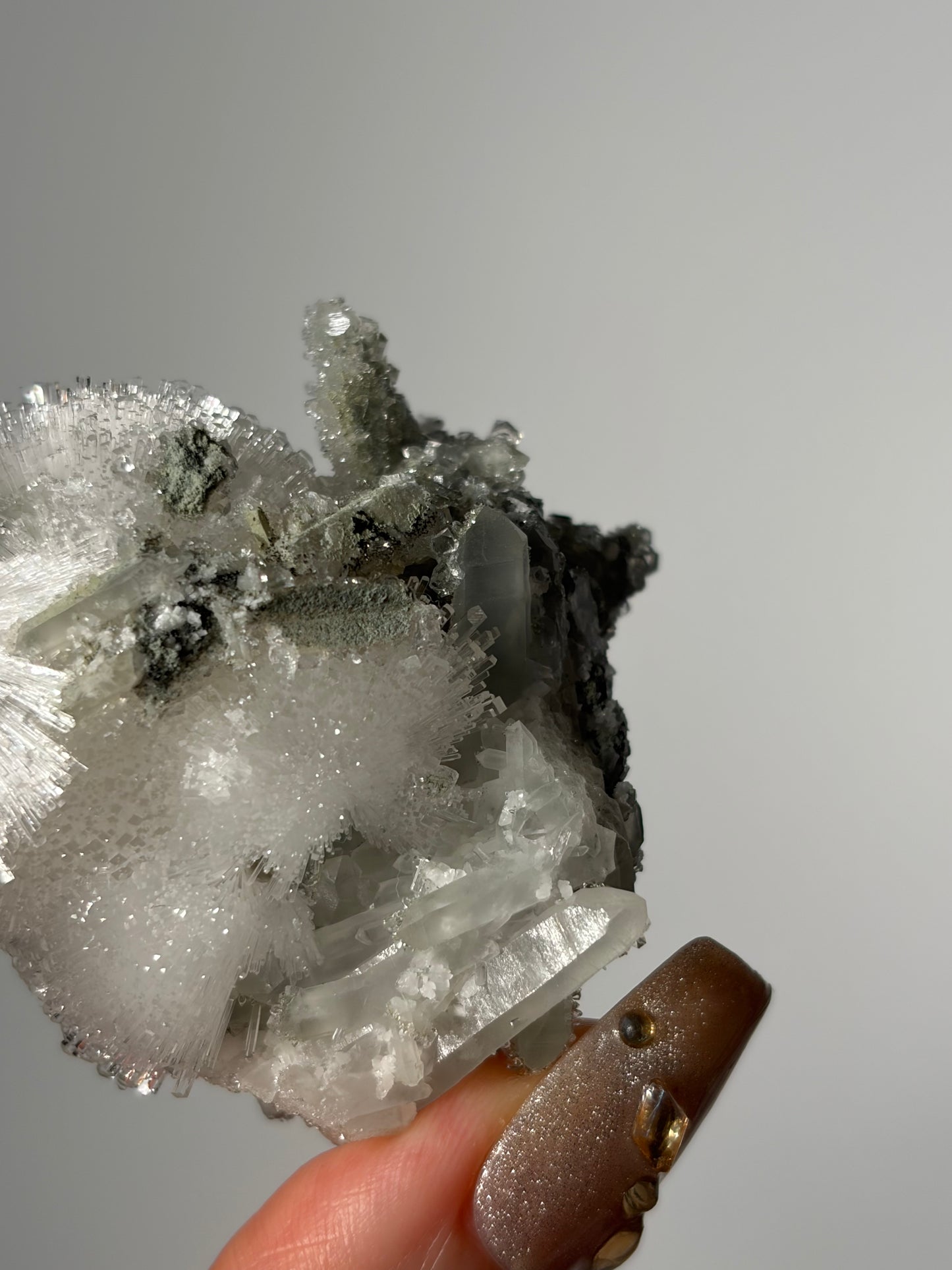 Natrolite Specimen with Quartz and Apophyllite E