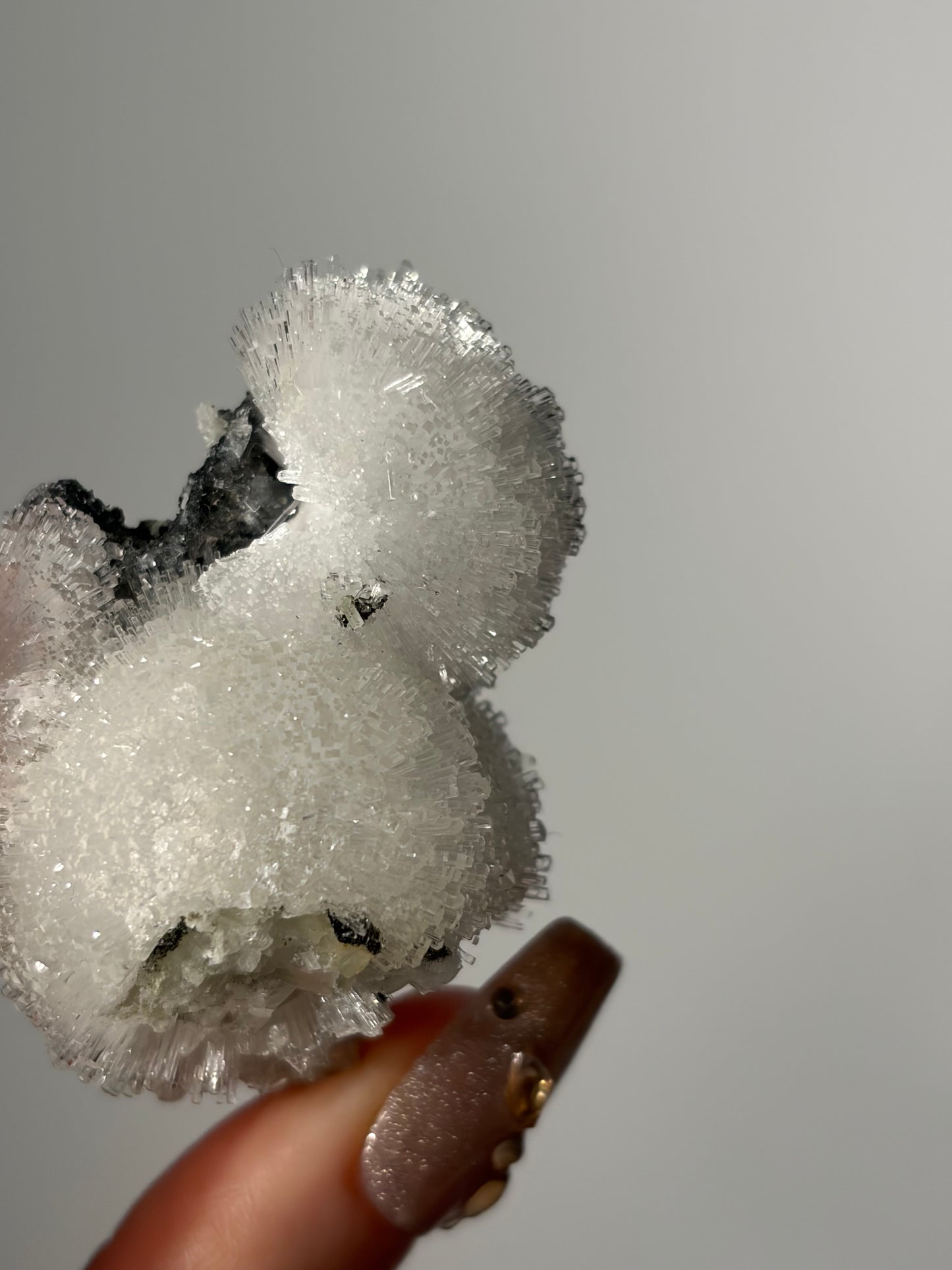 Natrolite Specimen with Quartz and Rhombohedral Calcite O