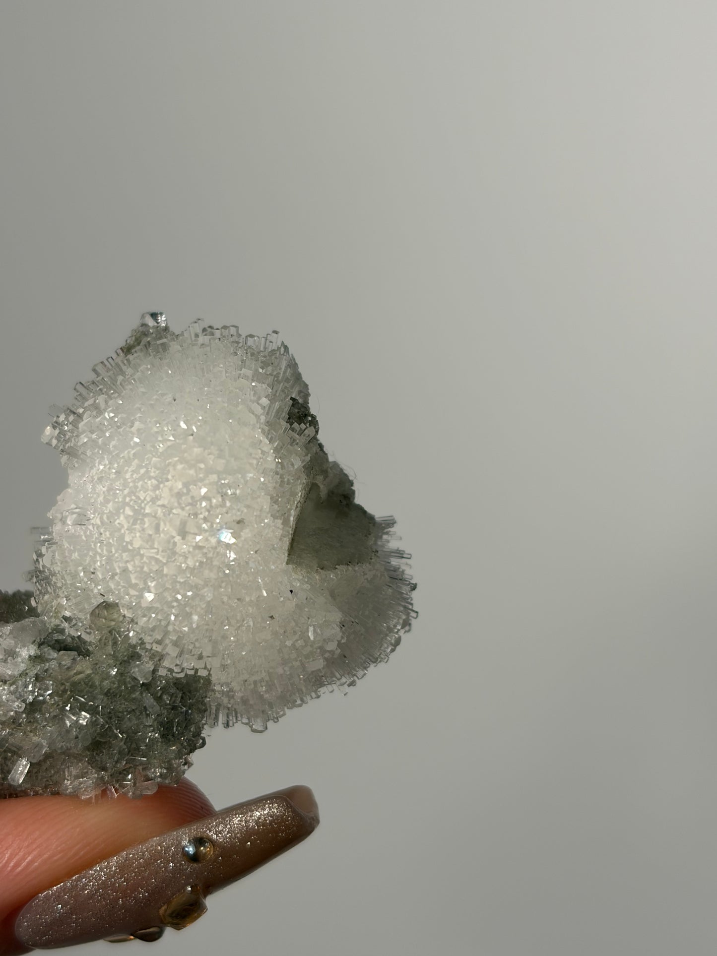 Natrolite Specimen with Apophyllite Coated Quartz Q