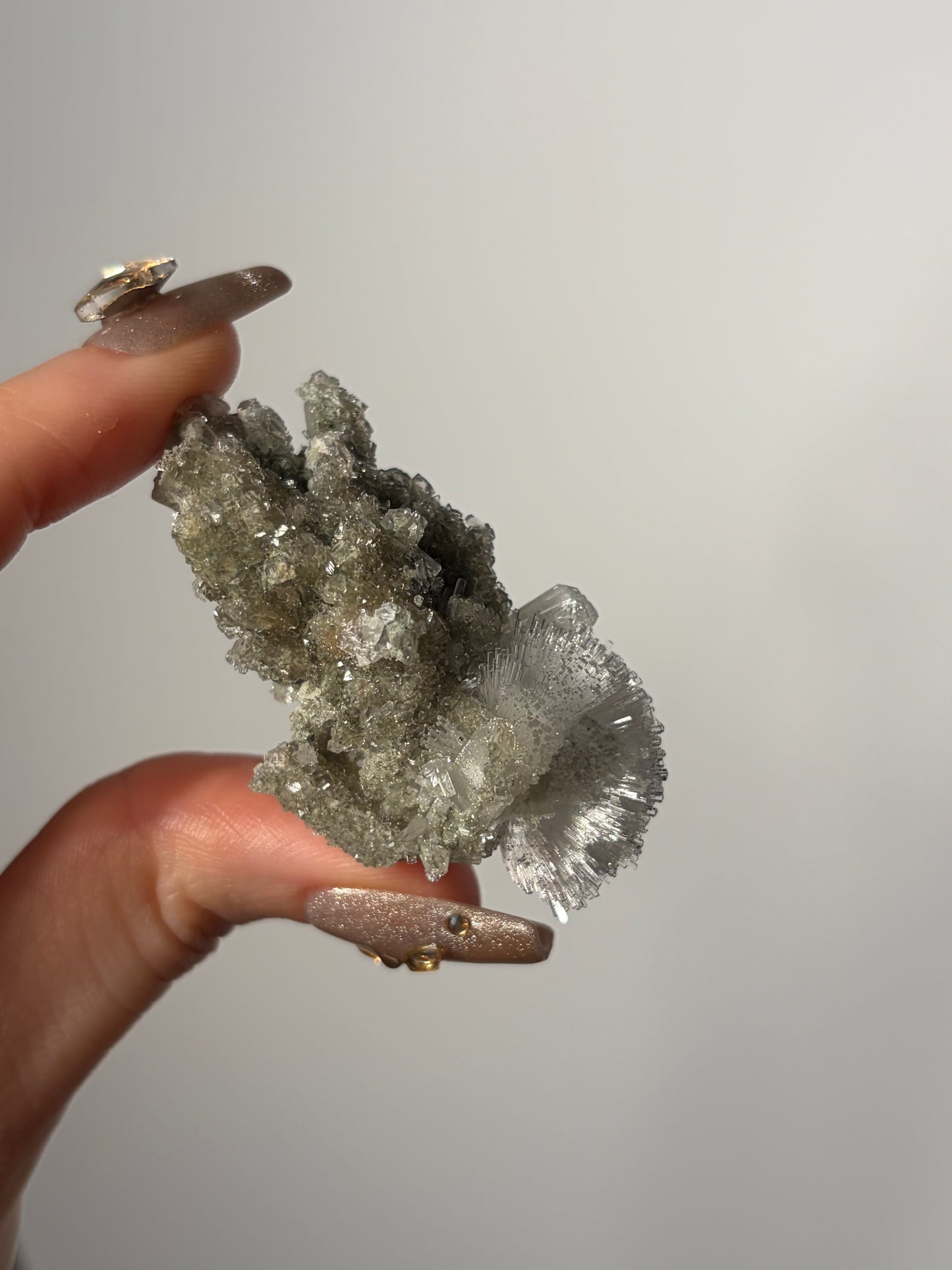 Natrolite Specimen with Stilbite & Apophyllite Coated Quartz and Rhombohedral Calcite R