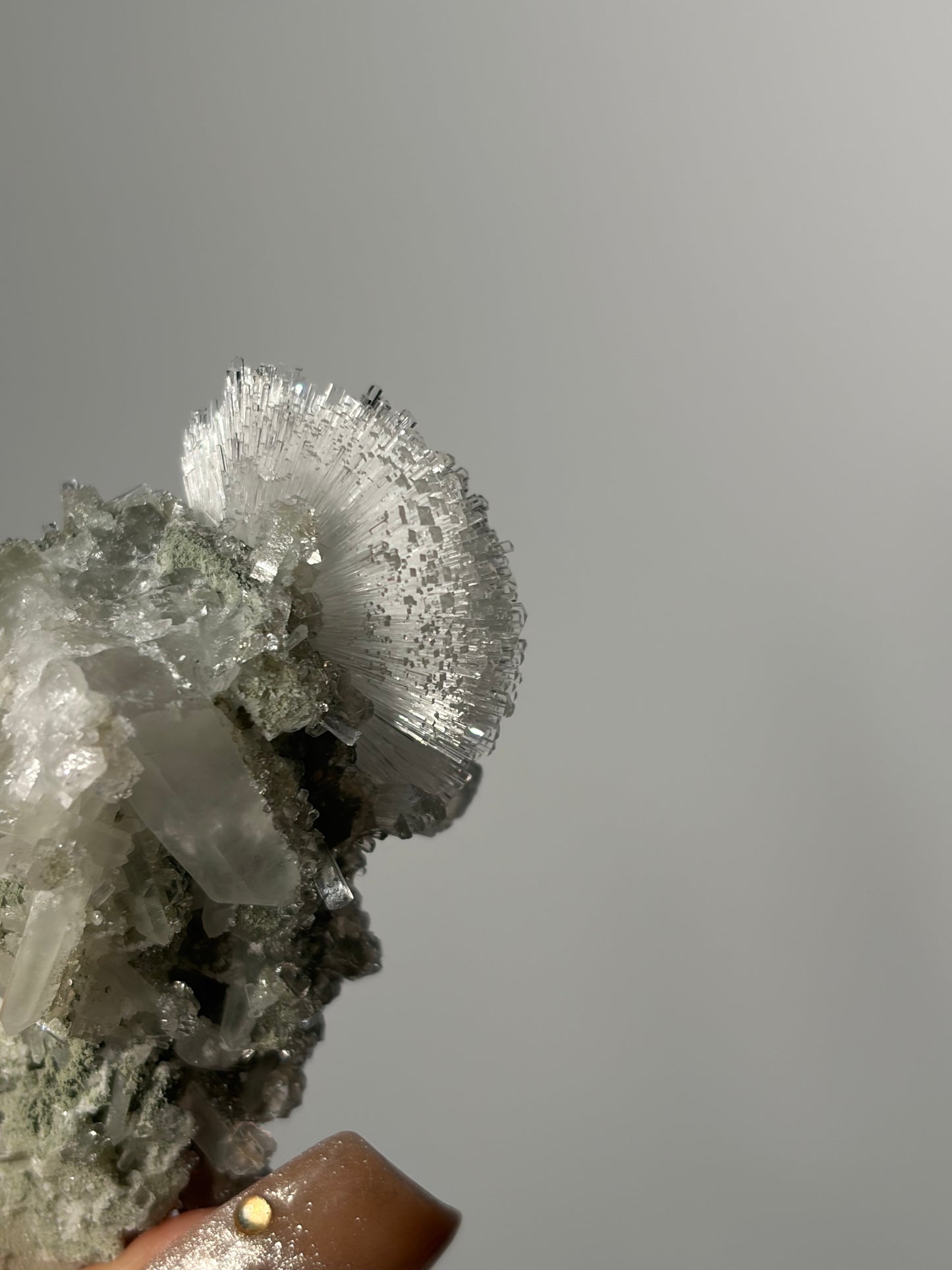 Natrolite Specimen with Stilbite & Apophyllite Coated Quartz and Rhombohedral Calcite R