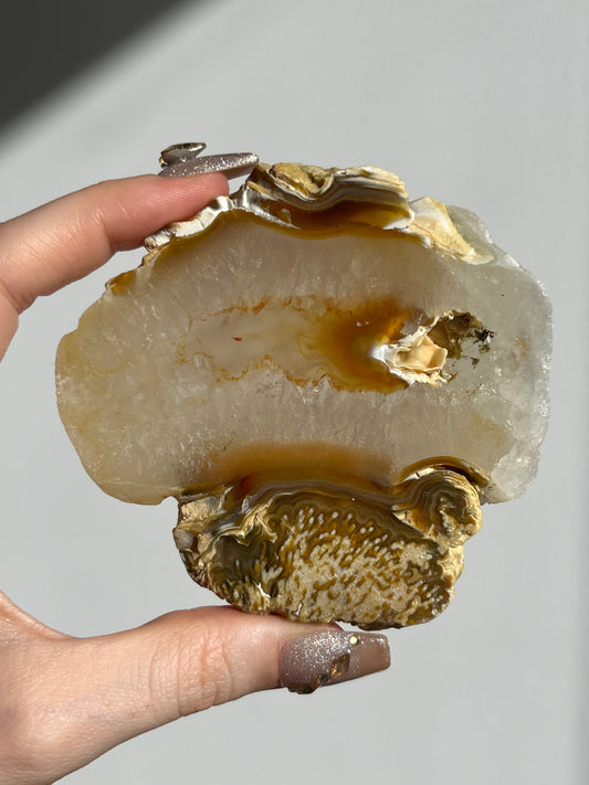 Natural Carnelian Agate and Sagenite Slab A
