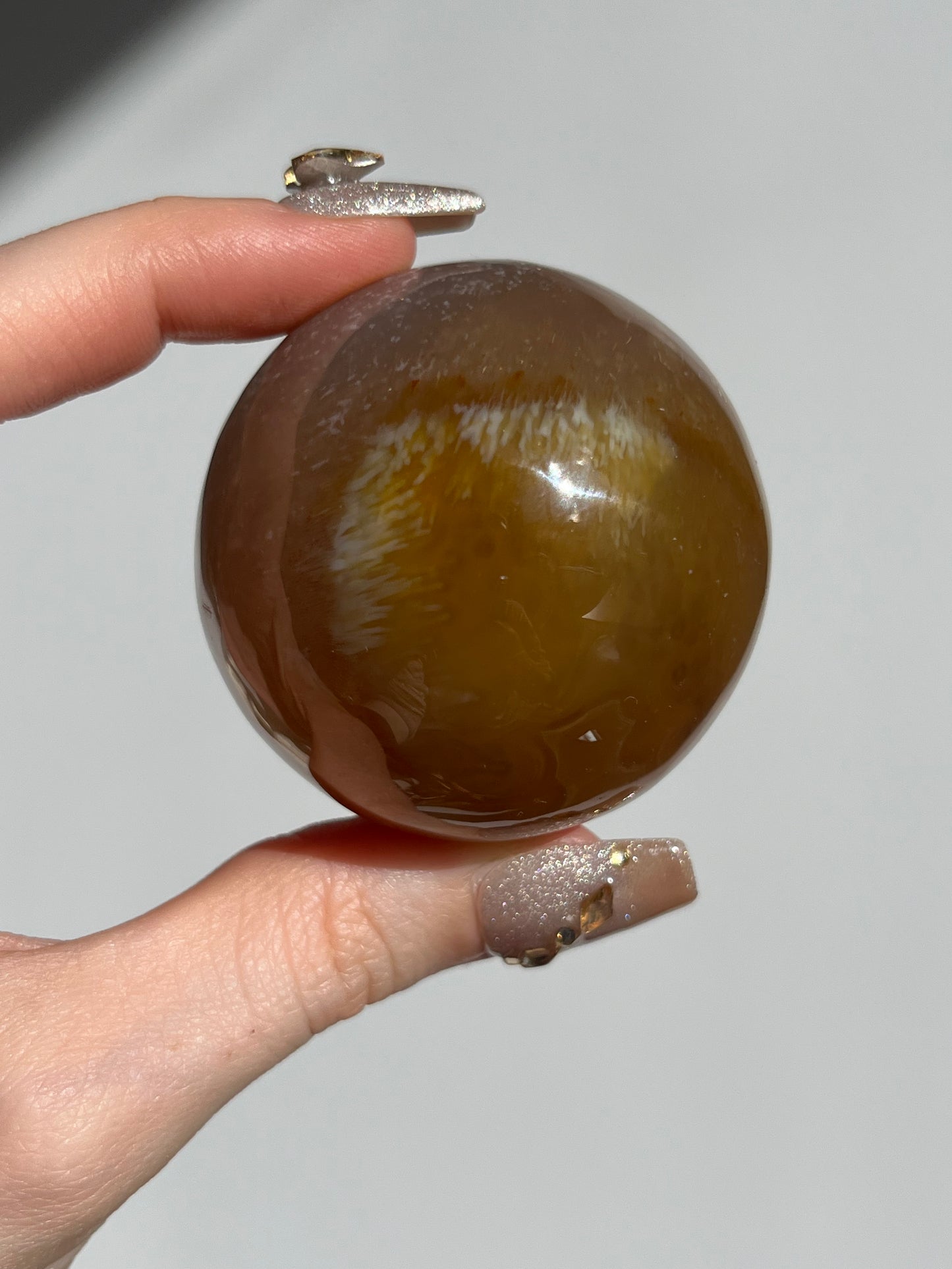 Natural Carnelian and Sagenite Sphere A