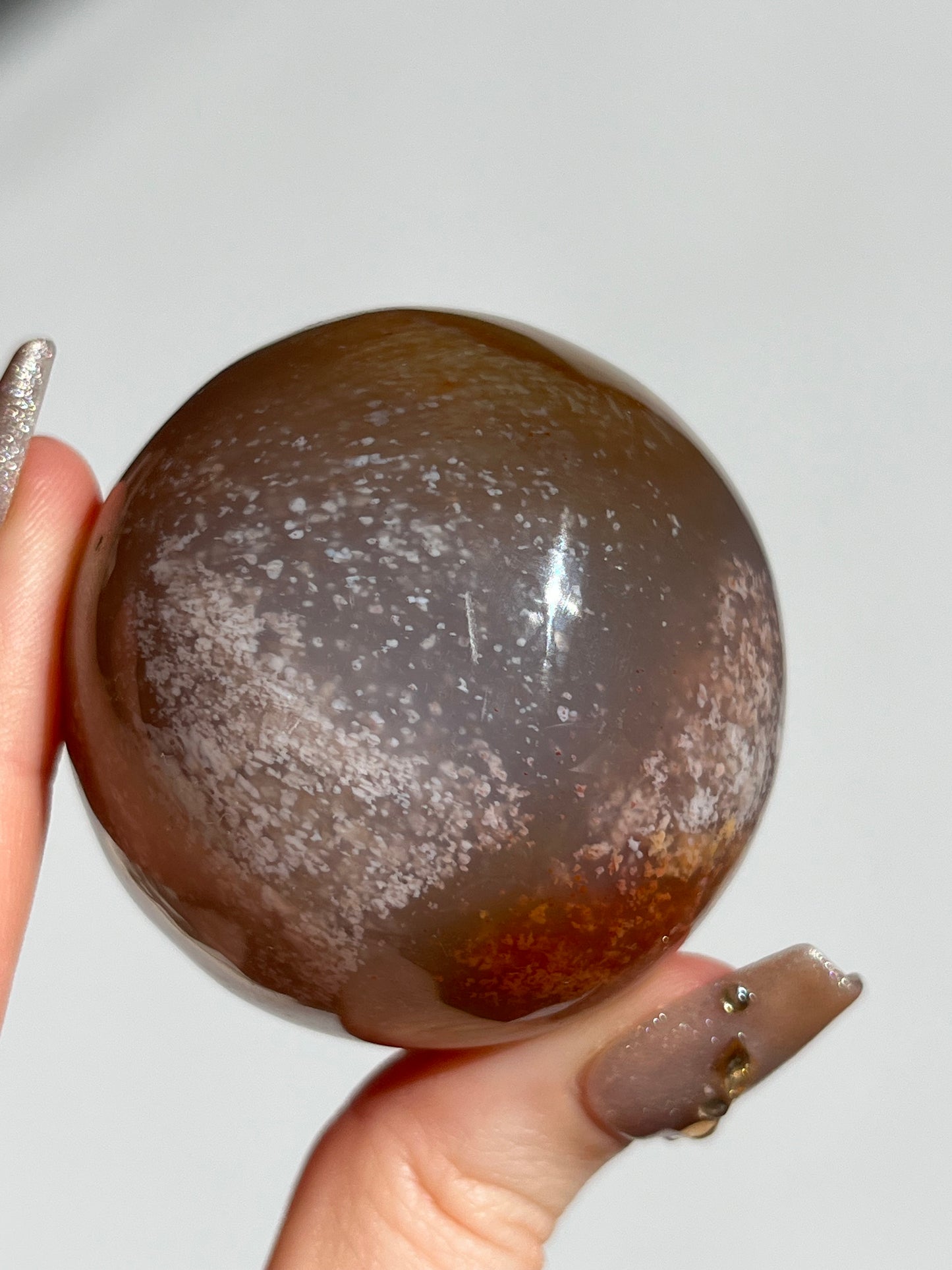 Natural Carnelian and Sagenite Sphere A