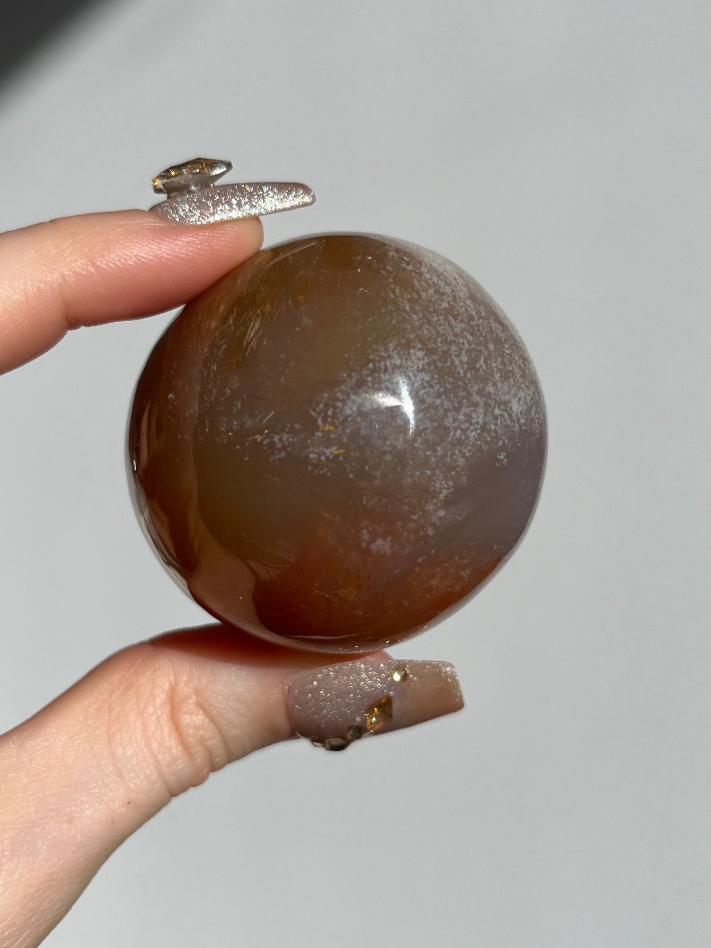 Natural Carnelian and Sagenite Sphere C