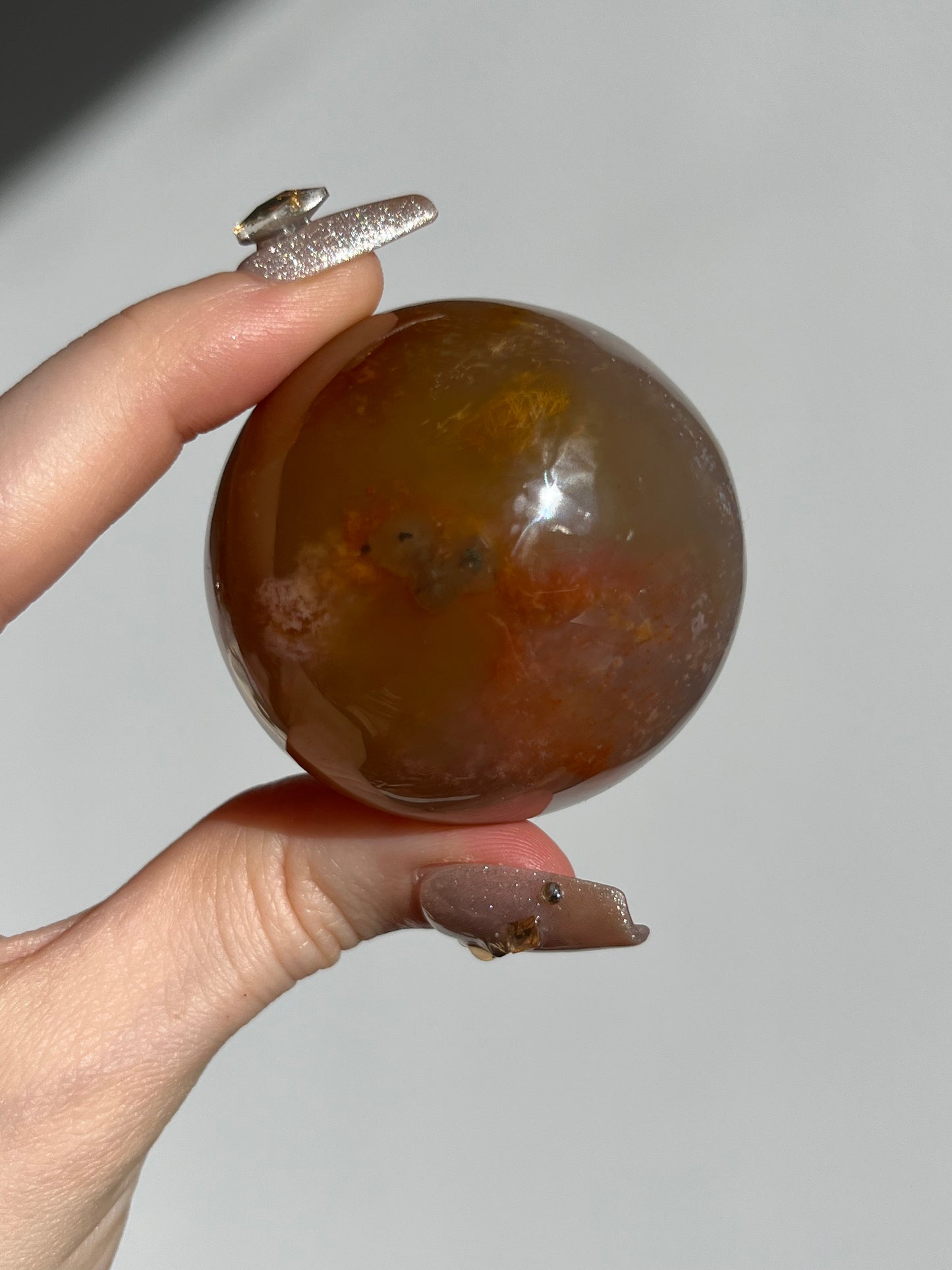 Natural Carnelian and Sagenite Sphere C