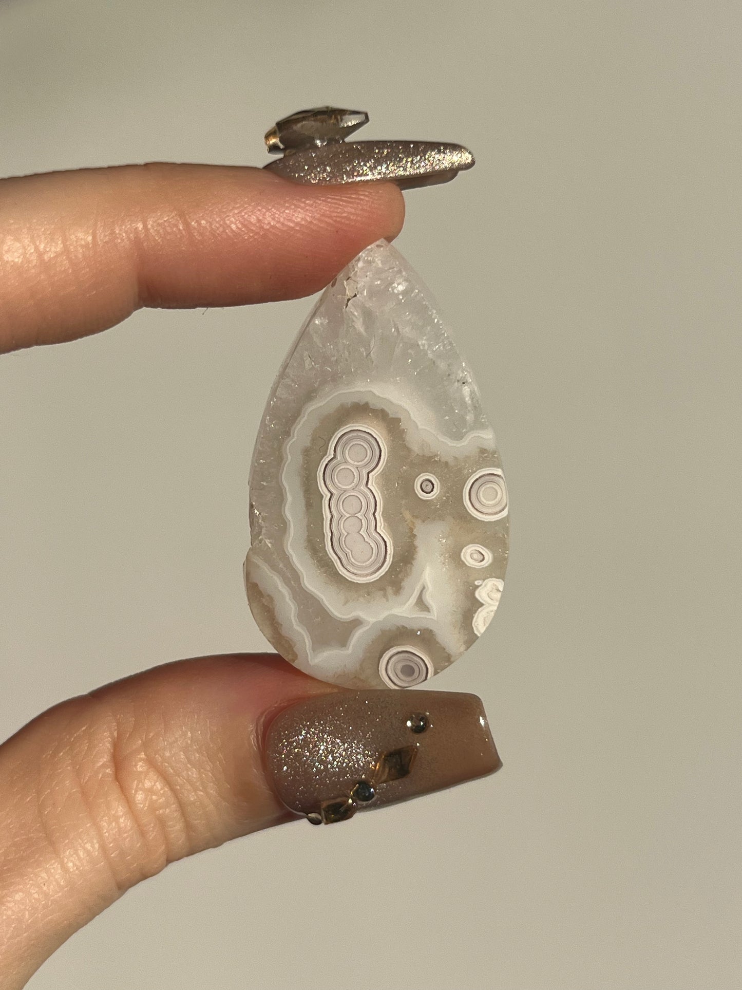 Orbicular Nebula Agate and Quartz Cabochon I