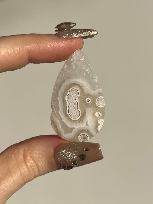 Orbicular Nebula Agate and Quartz Cabochon I
