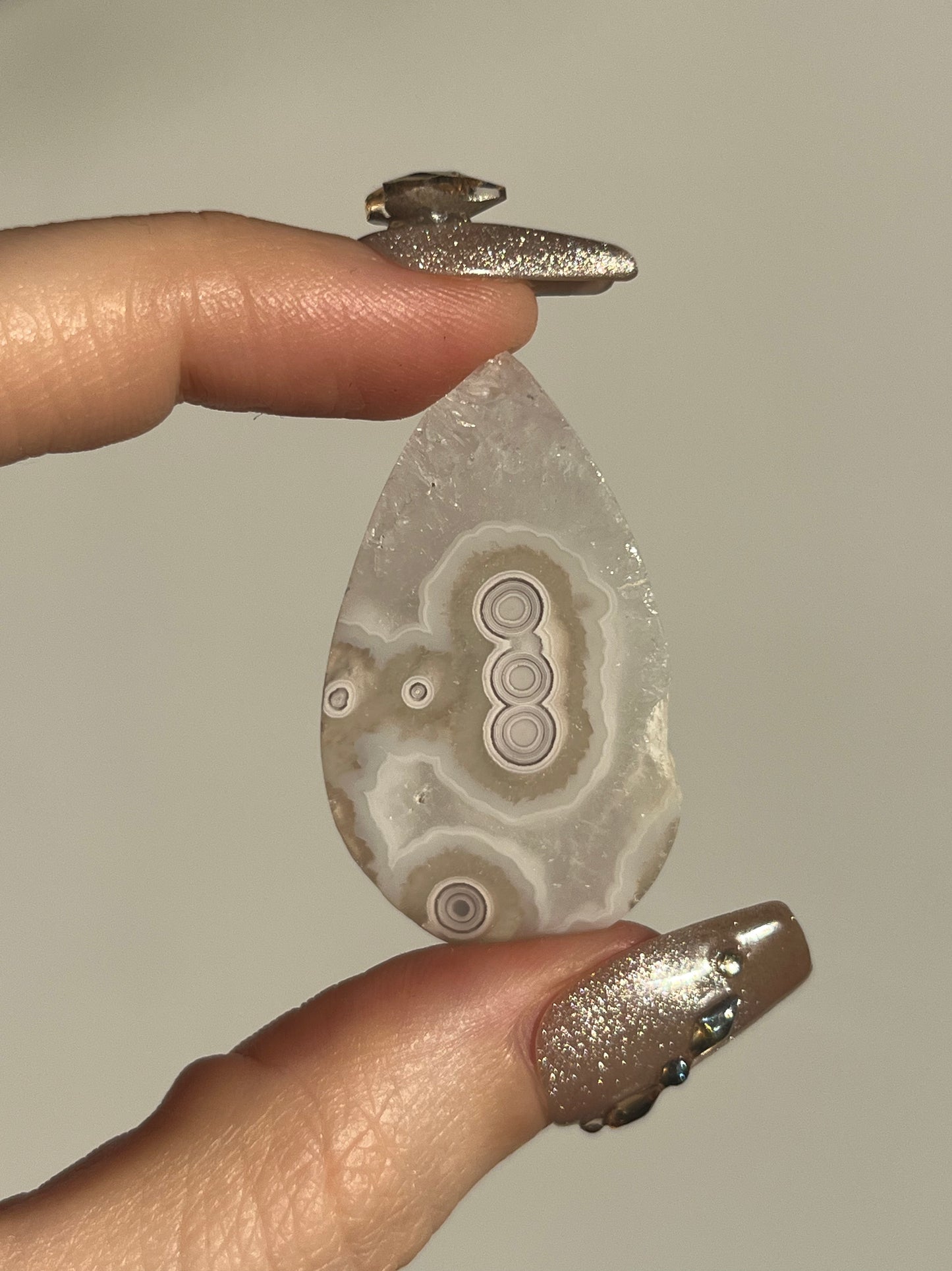 Orbicular Nebula Agate and Quartz Cabochon I