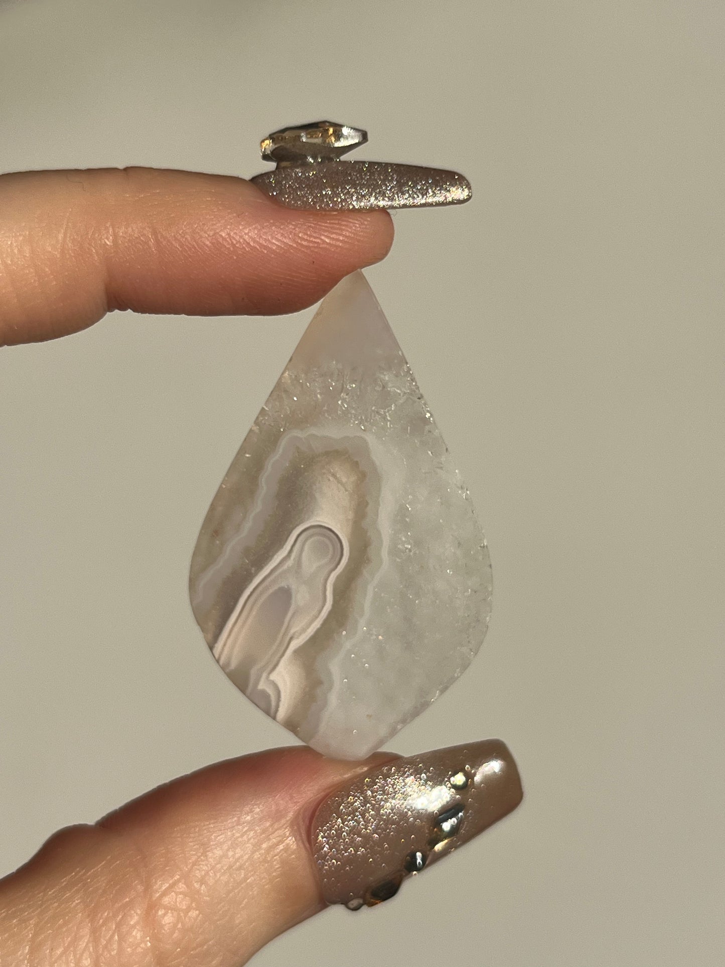 Orbicular Nebula Agate and Quartz Cabochon K