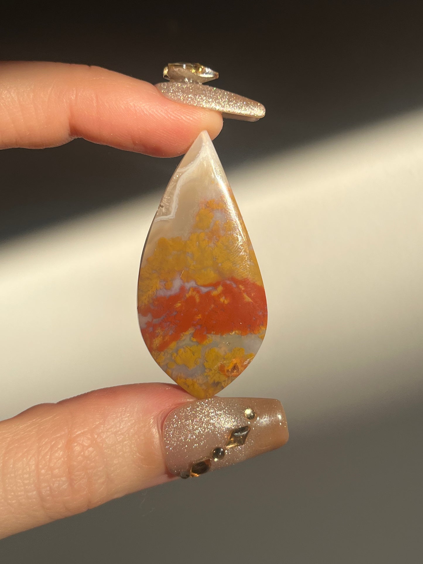 Nebula Agate Cabochon with Red Moss Inclusions N