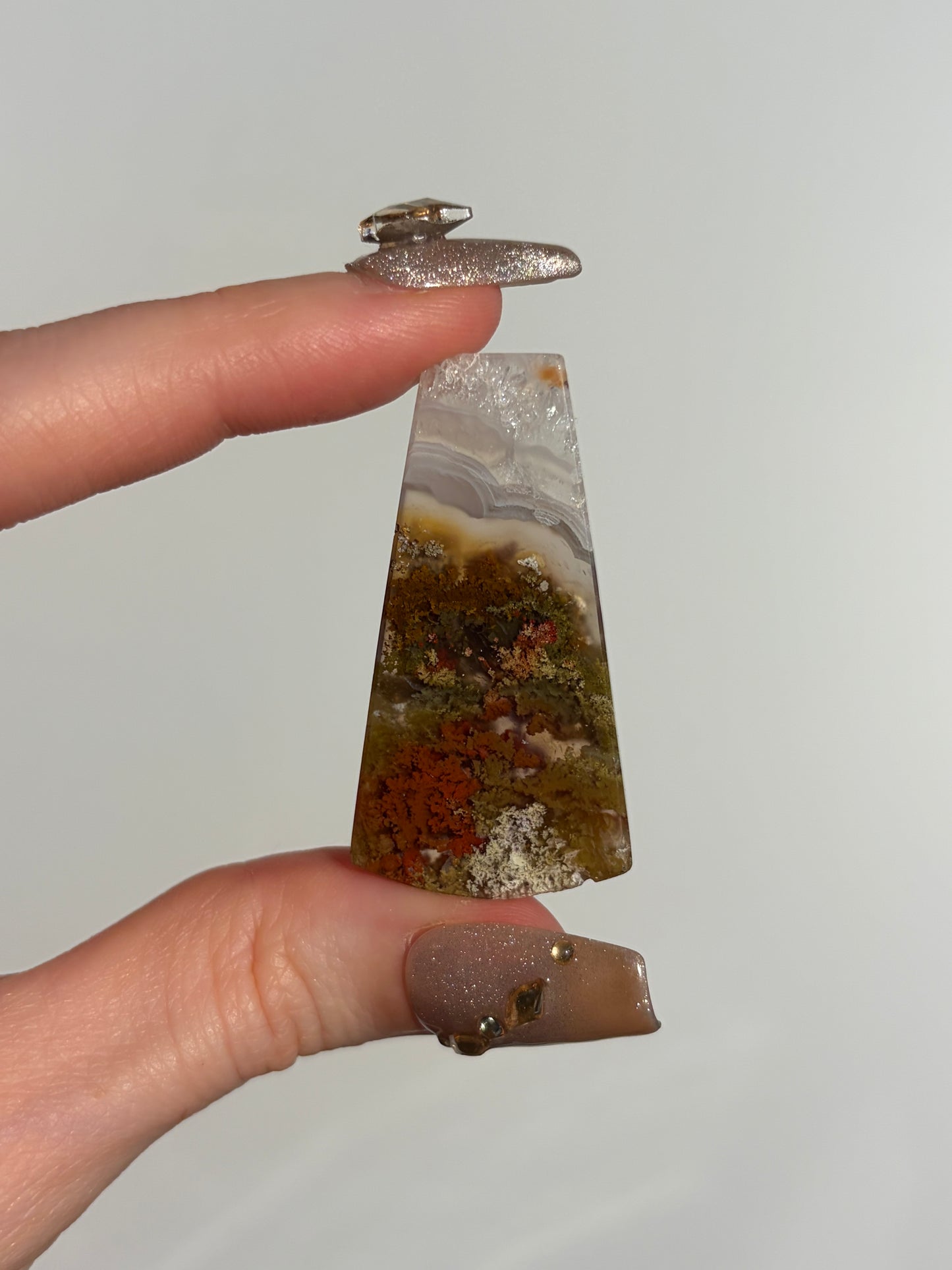 Nebula Agate Cabochon with Red Moss Inclusions F
