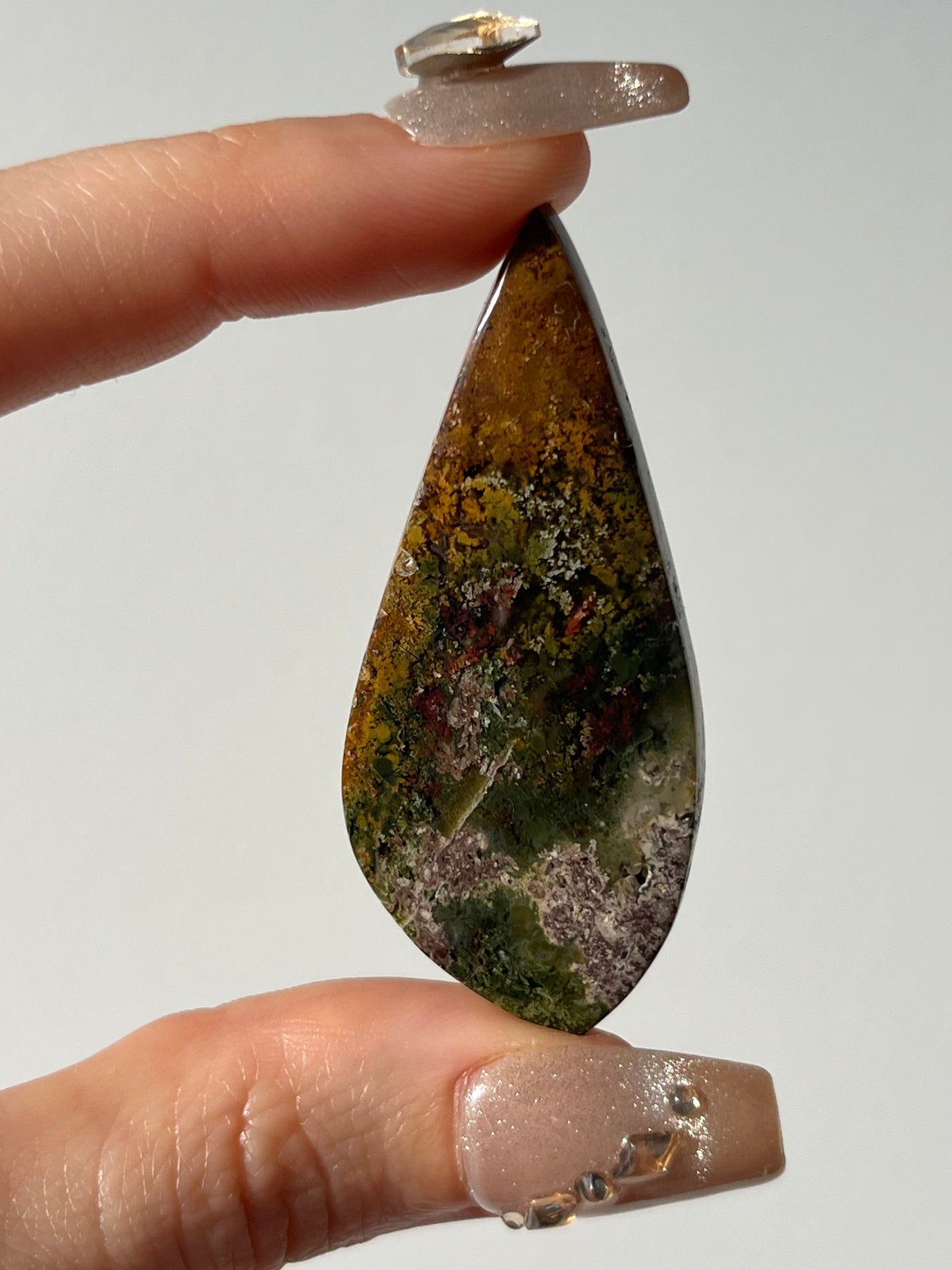 Nebula Agate with Red Moss Included Cabochon (You Choose)