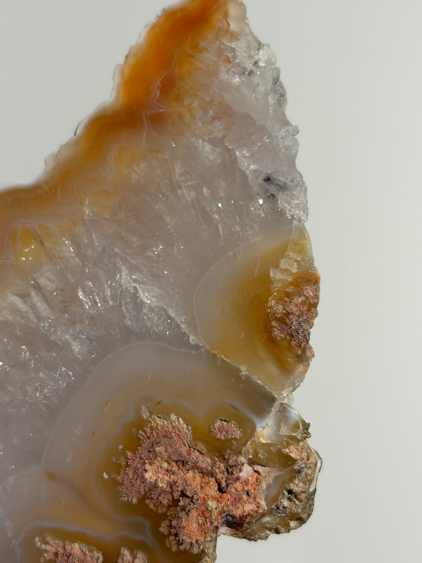 Carnelian Nebula Agate Slab with Amethyst and Pink Moss
