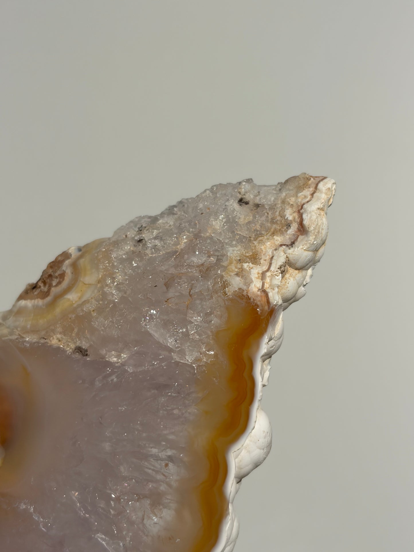 Carnelian Nebula Agate Slab with Amethyst and Pink Moss