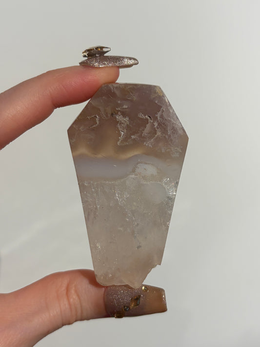 Hexagonal Nebula Agate Tile on Custom Stand B