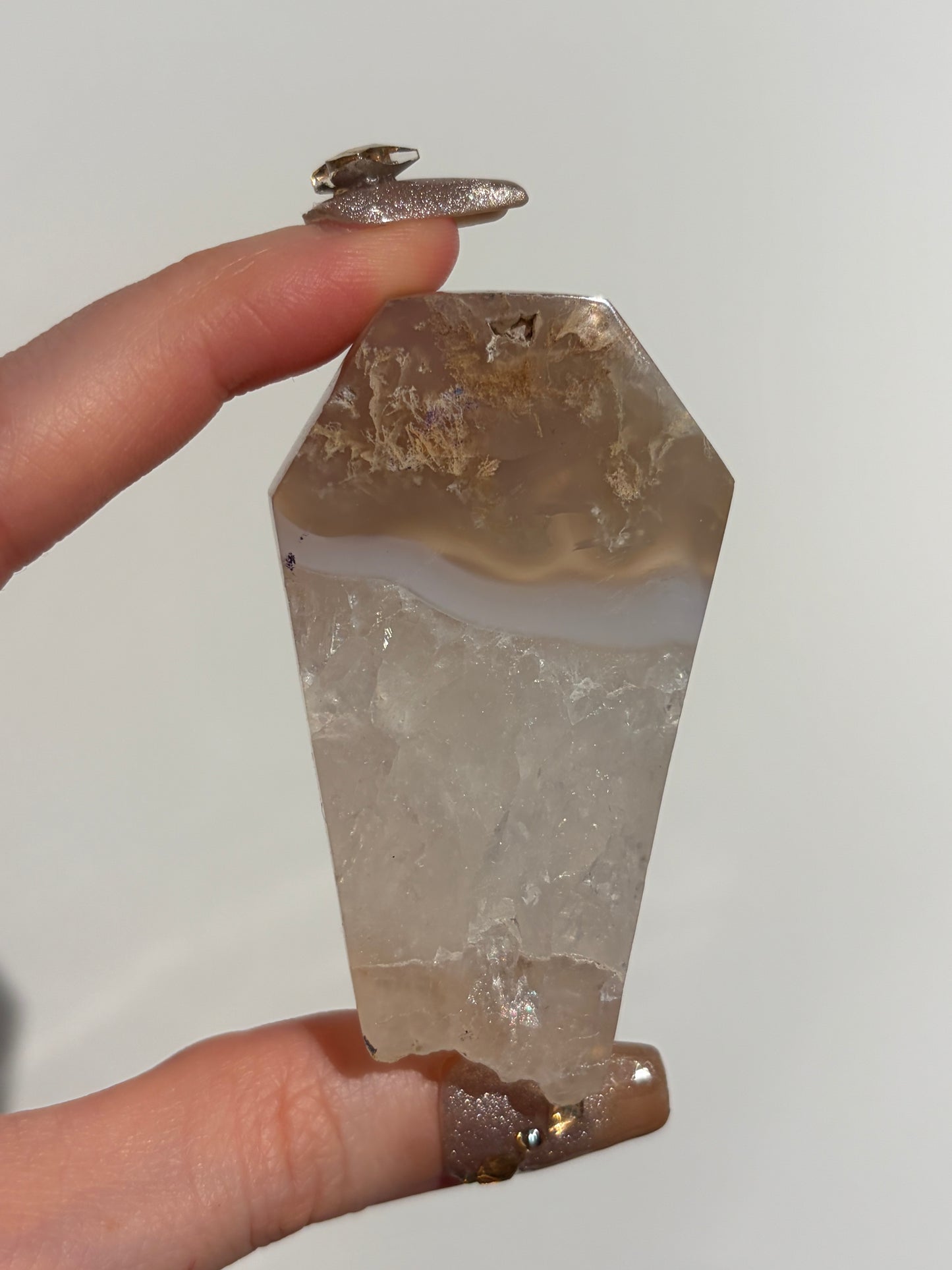 Hexagonal Nebula Agate Tile on Custom Stand B