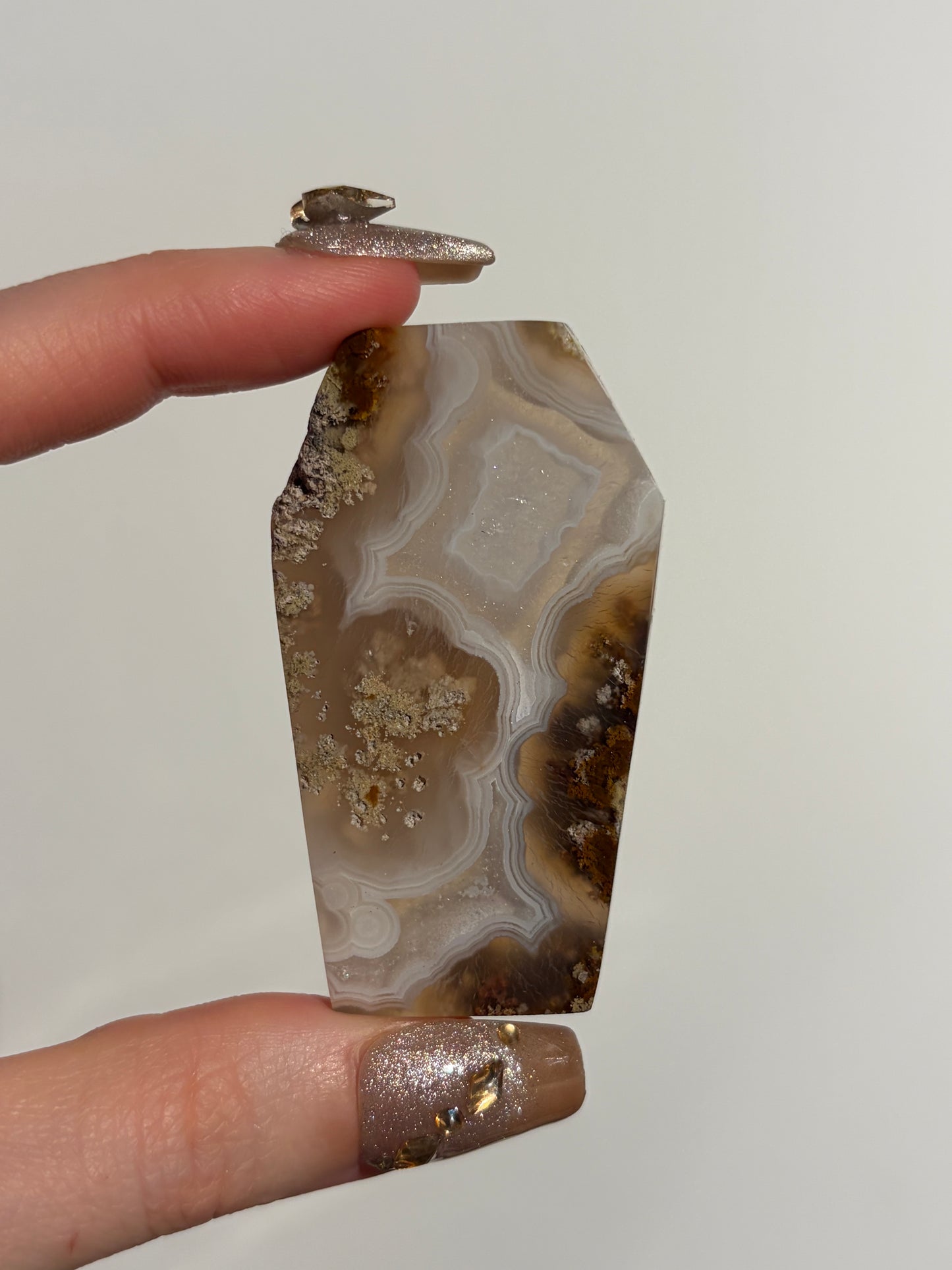 Hexagonal Nebula Agate Tile on Custom Stand C
