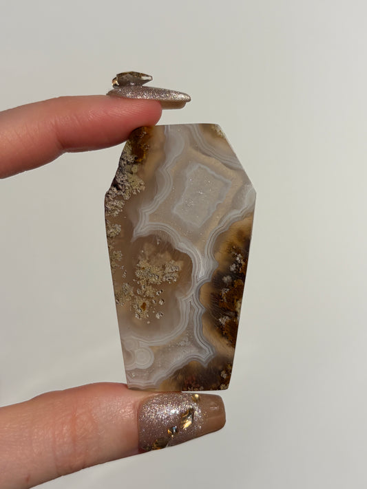 Hexagonal Nebula Agate Tile on Custom Stand C