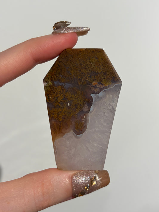 Hexagonal Nebula Agate Tile on Custom Stand D