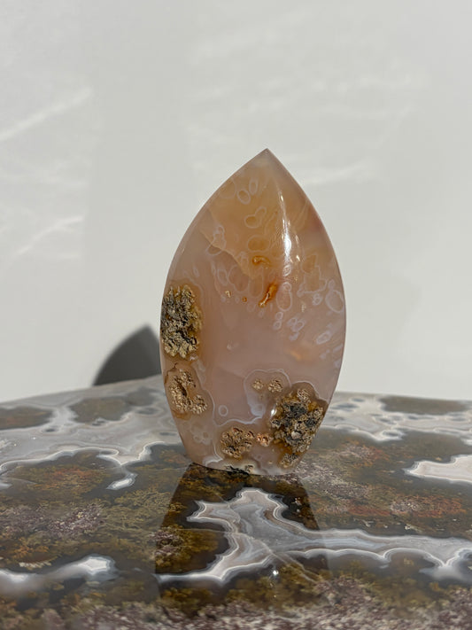 Carnelian Jelly Orbicular Nebula Agate Flame Carving C