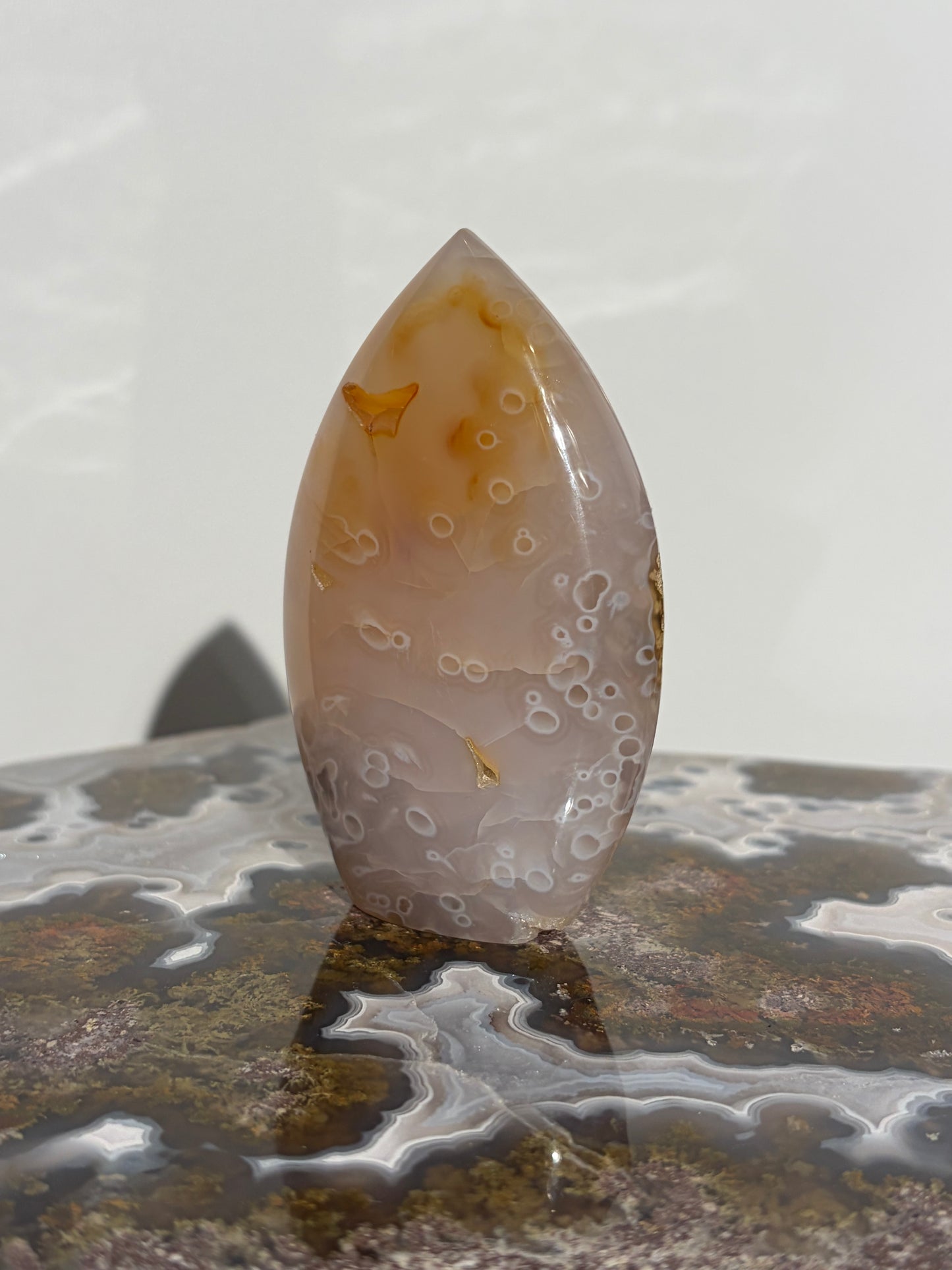 Carnelian Jelly Orbicular Nebula Agate Flame Carving C