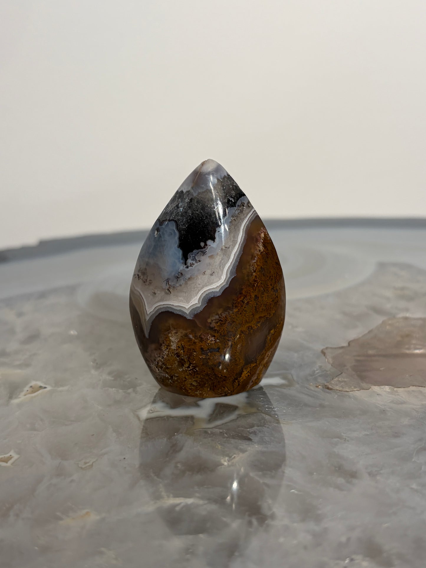 Nebula Agate Flame Carving with Dendritic Inclusions B