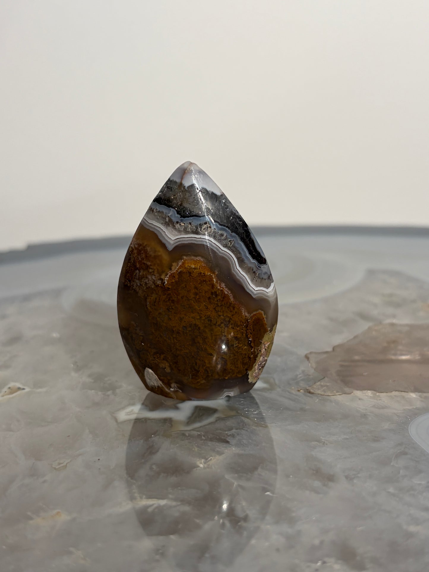 Nebula Agate Flame Carving with Dendritic Inclusions B