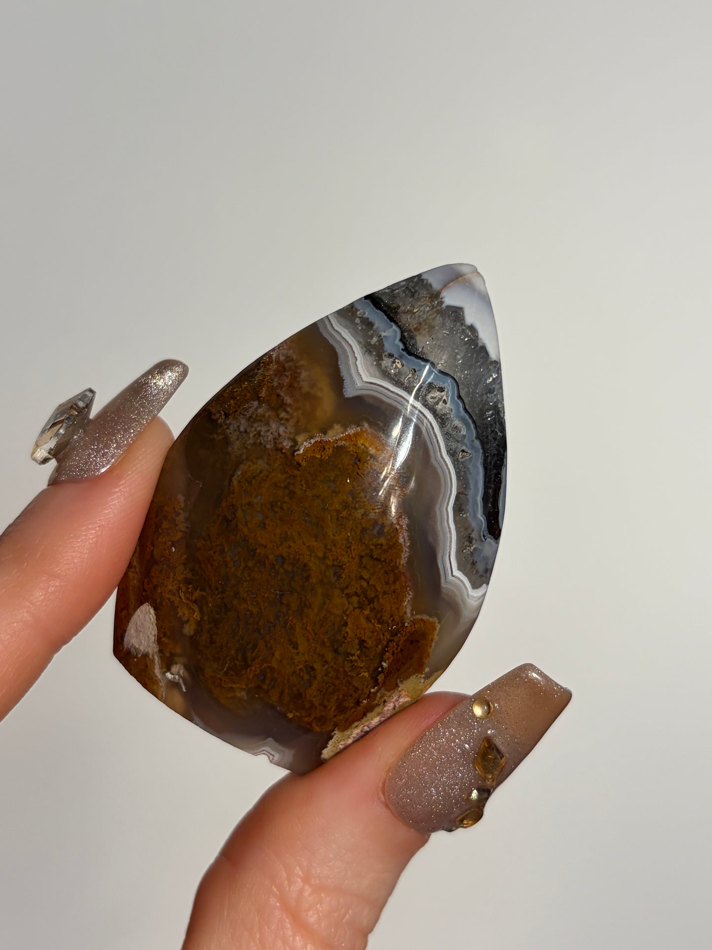 Nebula Agate Flame Carving with Dendritic Inclusions B
