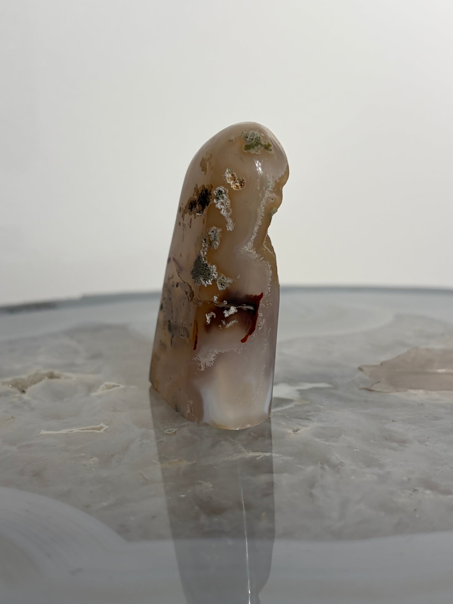 Druzy Nebula Agate Freeform with Chrysocolla and Red Moss Inclusions A