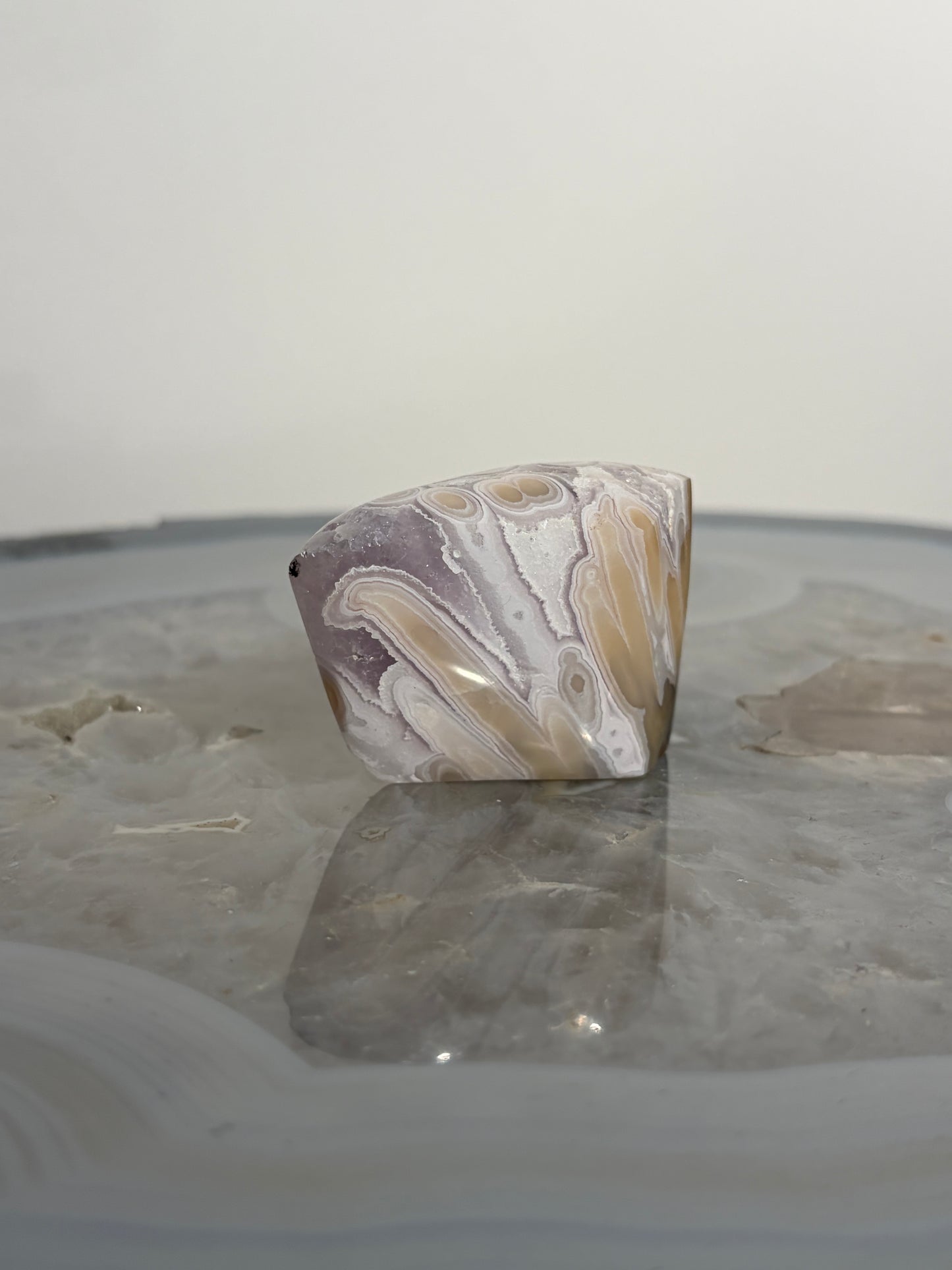 Orbicular Nebula Agate with Amethyst Freeform C