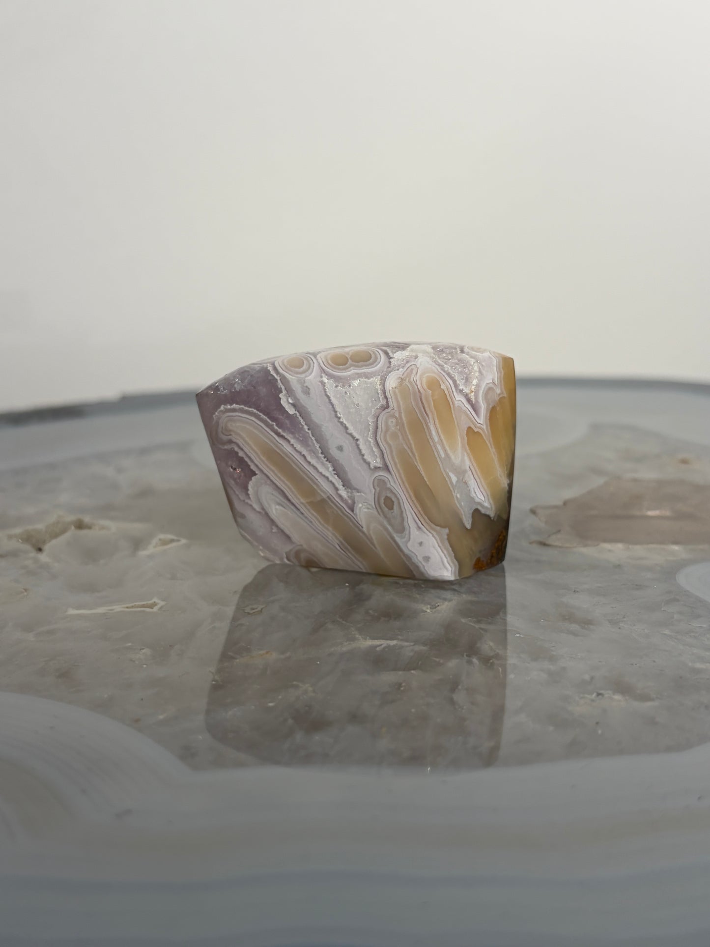 Orbicular Nebula Agate with Amethyst Freeform C