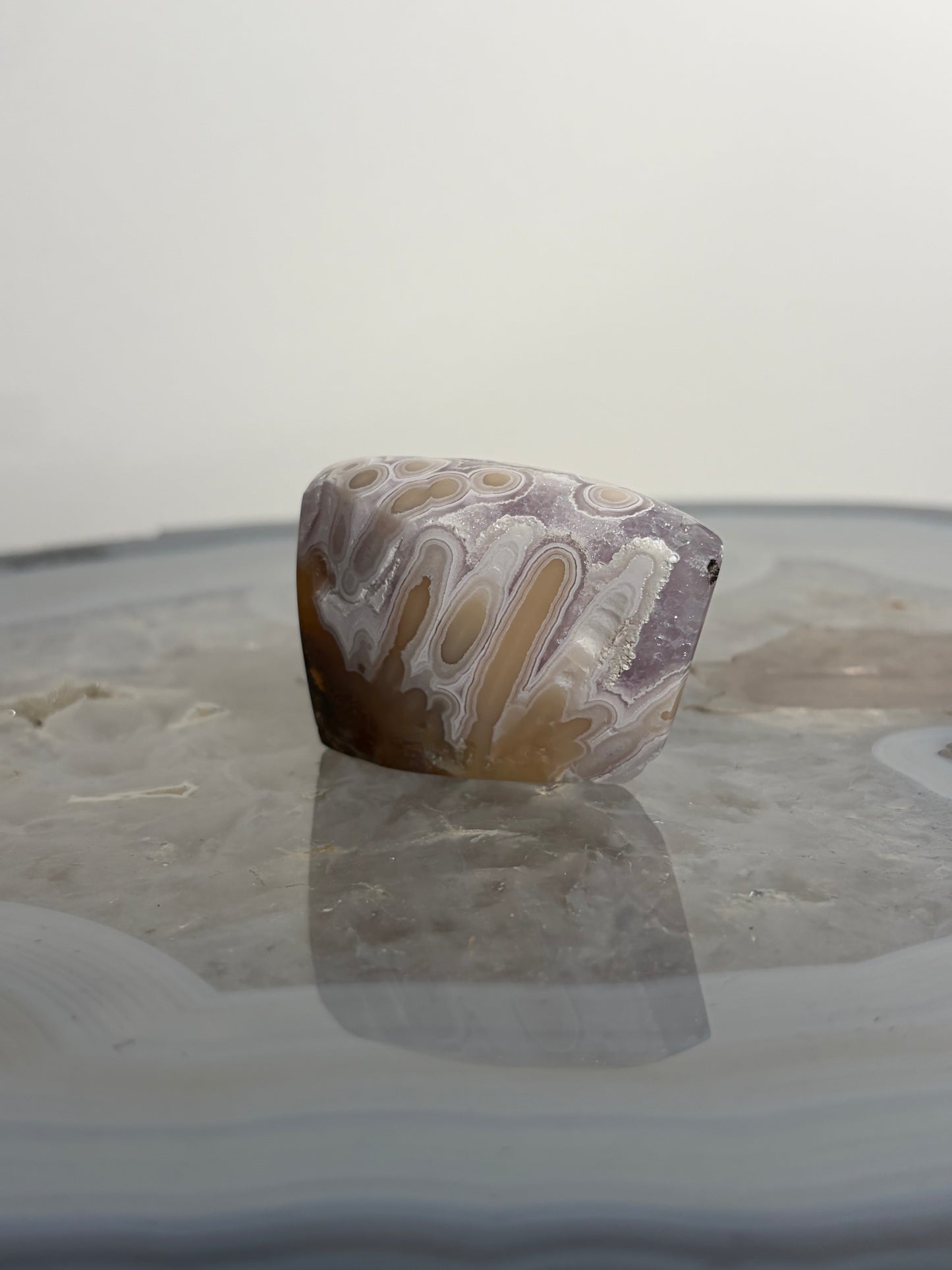 Orbicular Nebula Agate with Amethyst Freeform C