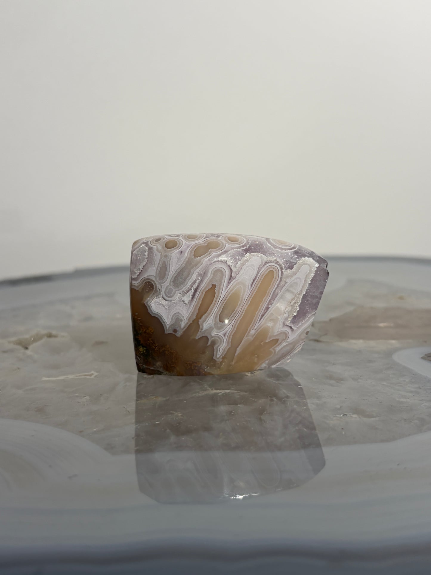 Orbicular Nebula Agate with Amethyst Freeform C