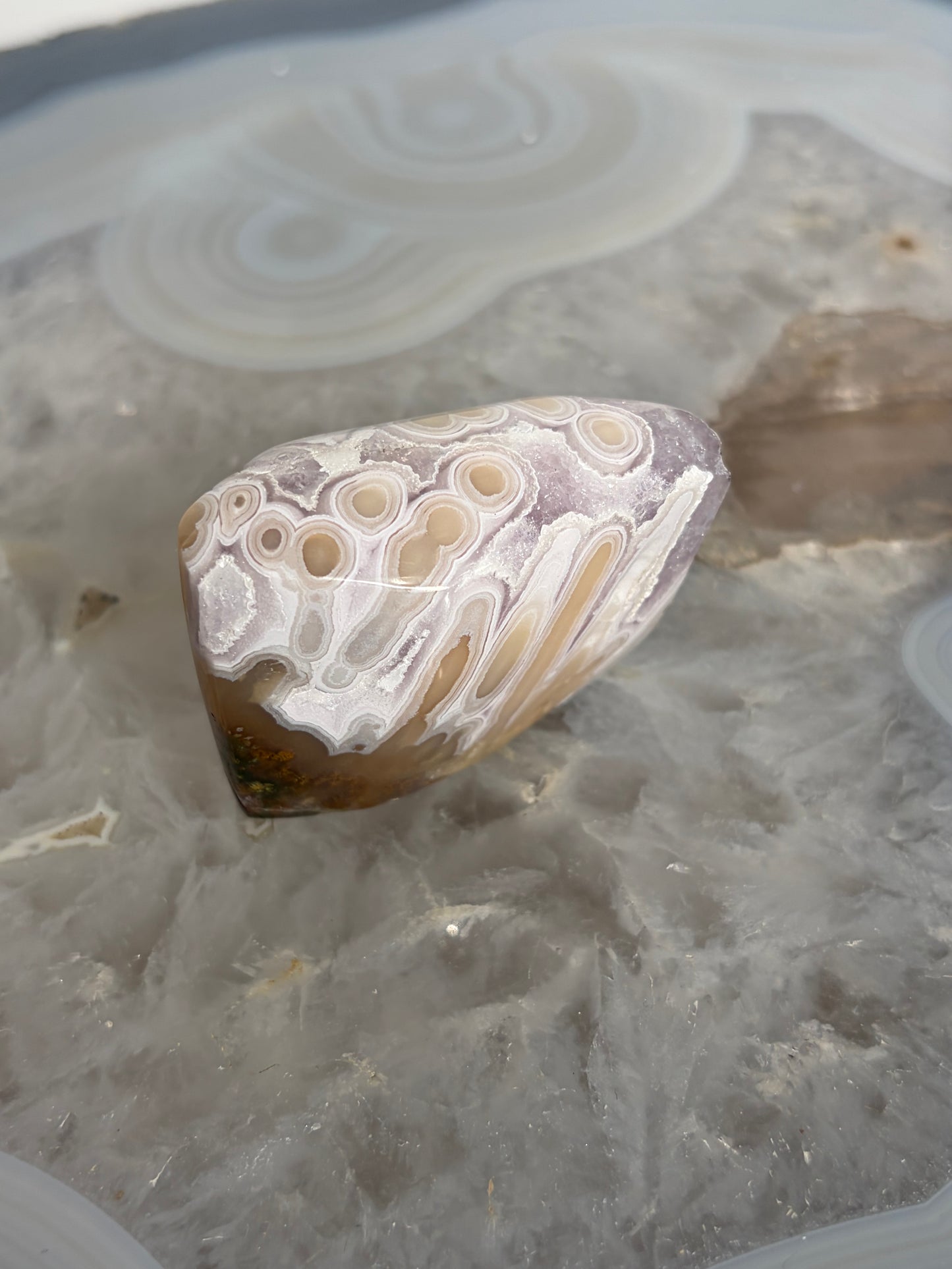 Orbicular Nebula Agate with Amethyst Freeform C