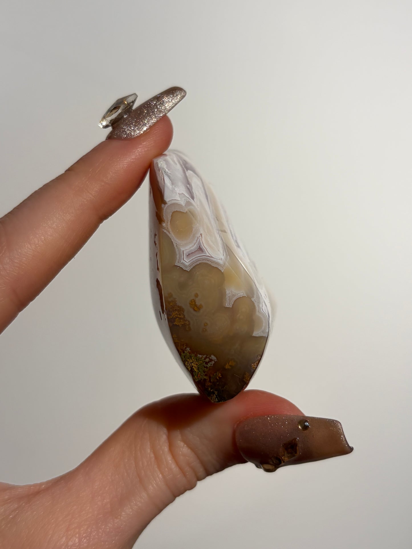 Orbicular Nebula Agate with Amethyst Freeform C