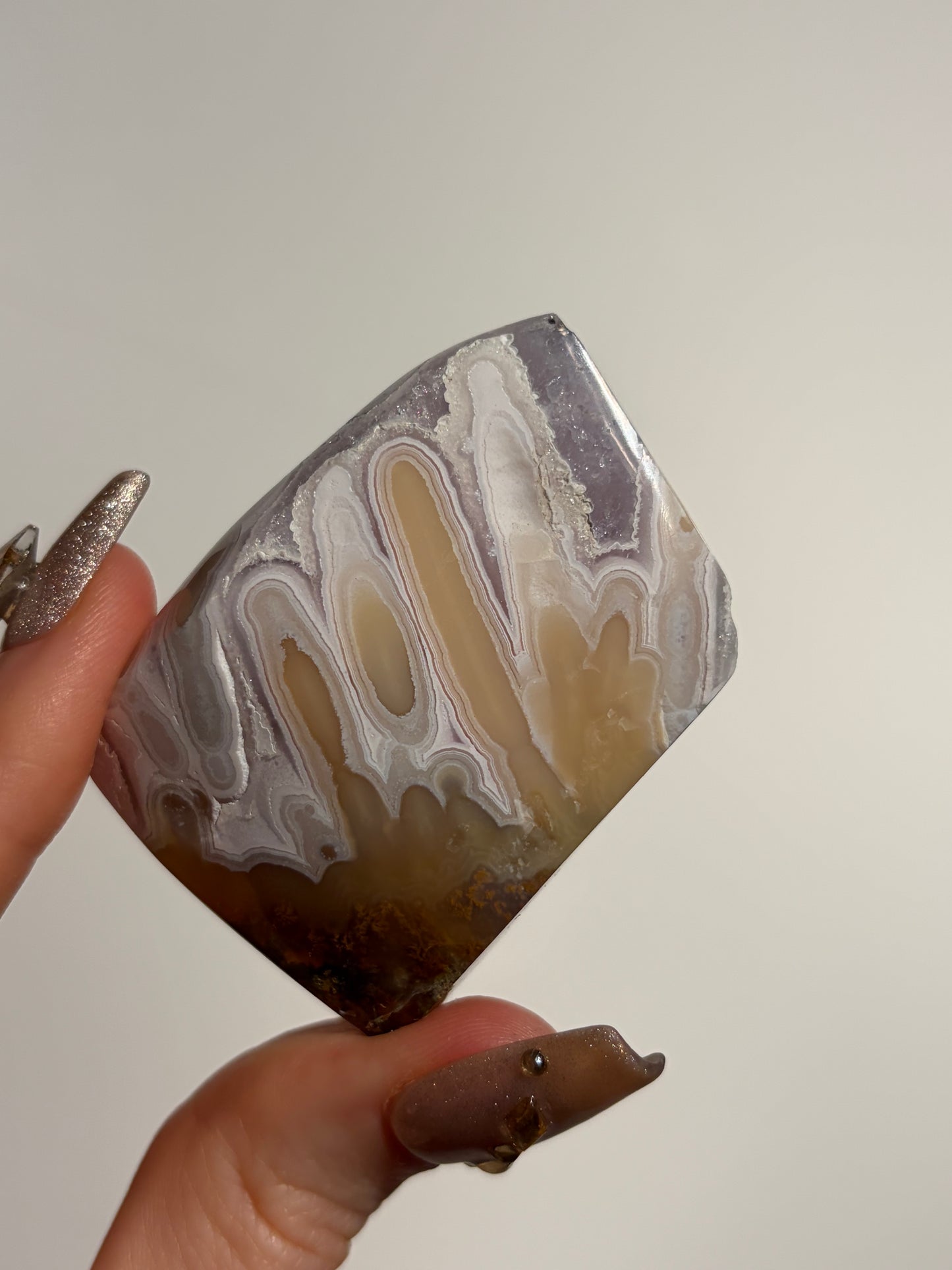 Orbicular Nebula Agate with Amethyst Freeform C