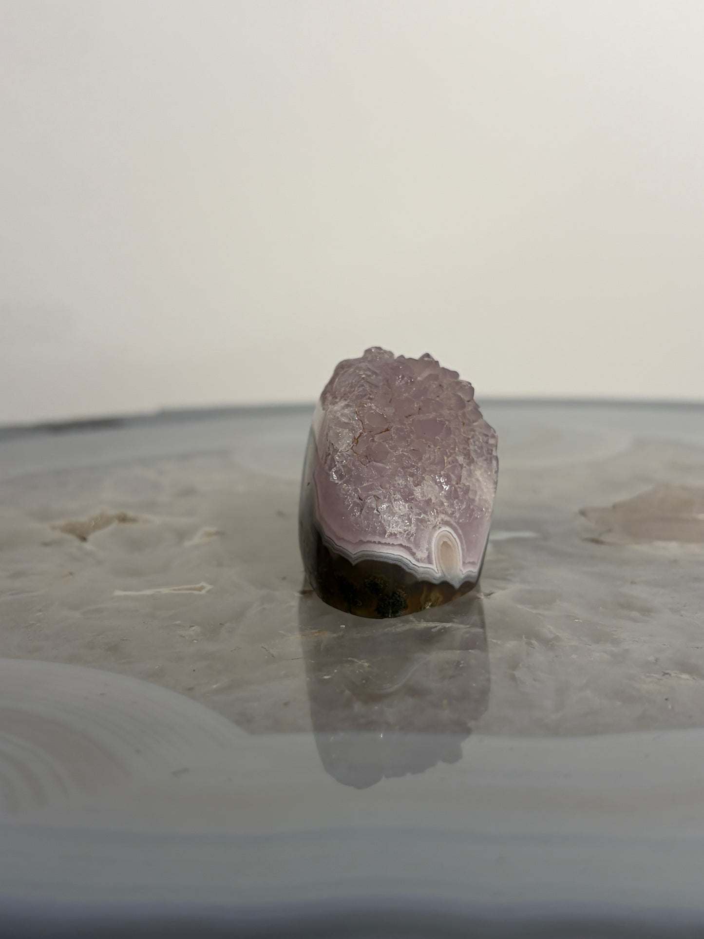 Orbicular Nebula Agate with Amethyst Freeform E