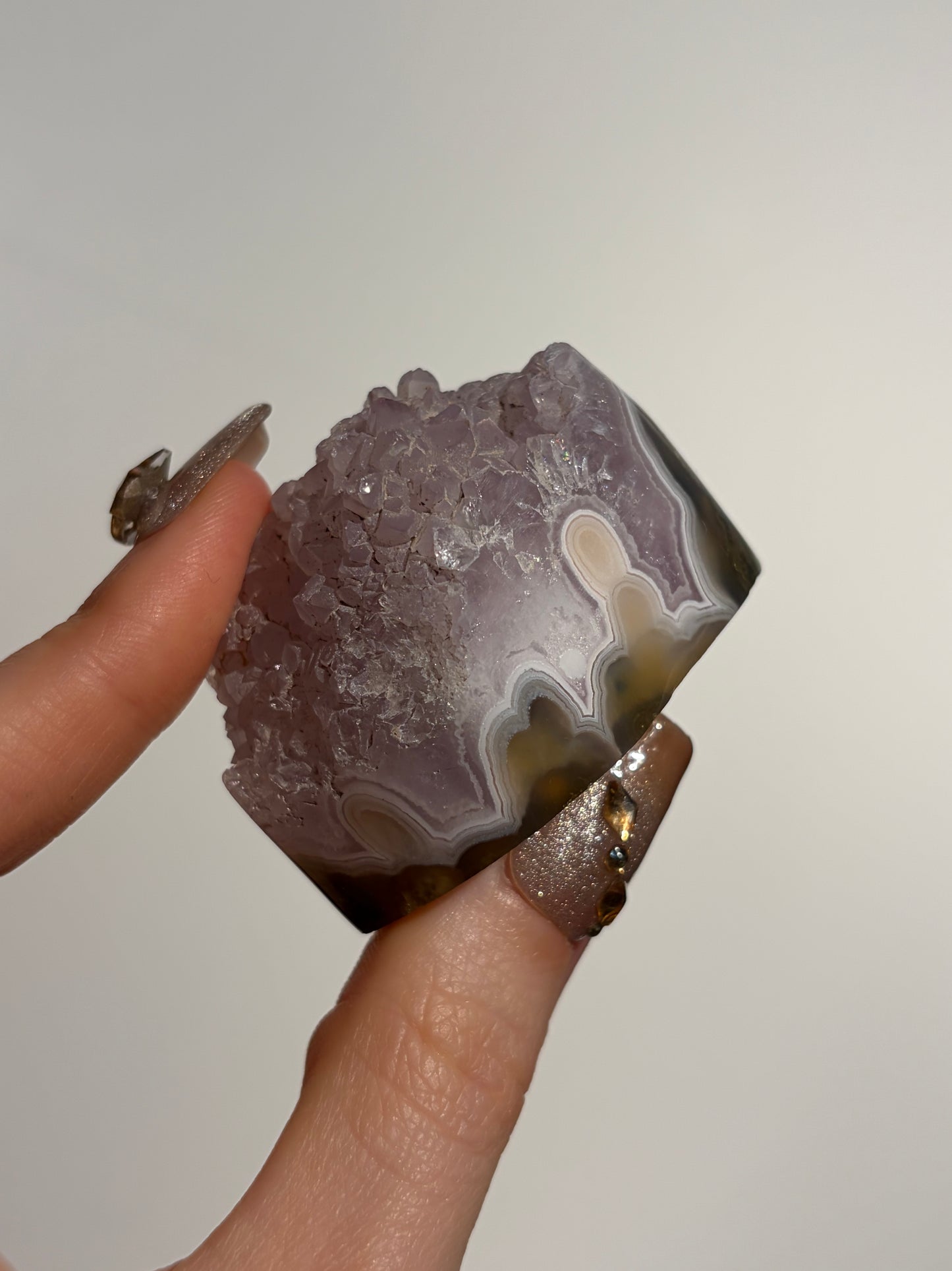 Orbicular Nebula Agate with Amethyst Freeform E