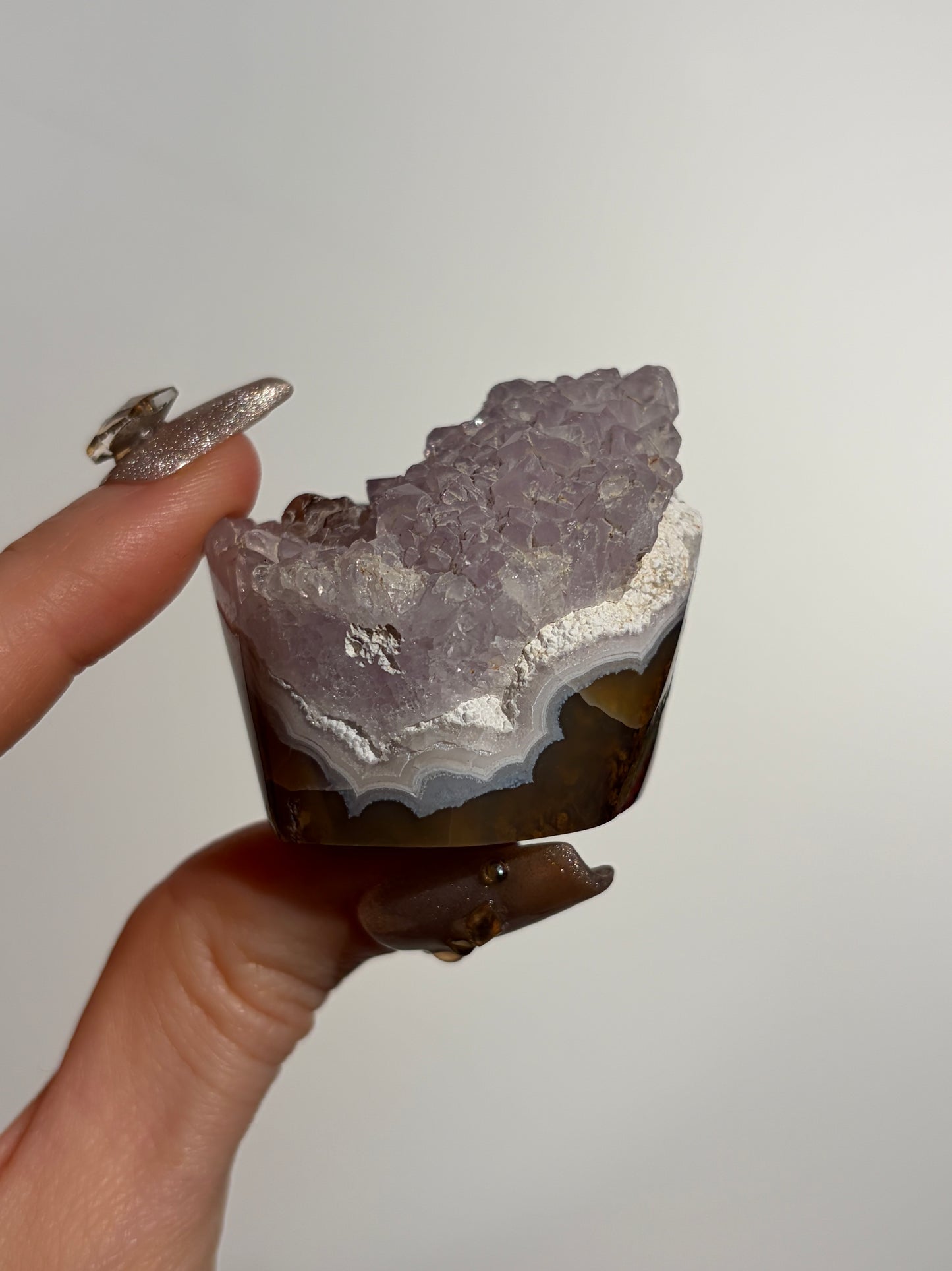 Nebula Agate with Amethyst Freeform F