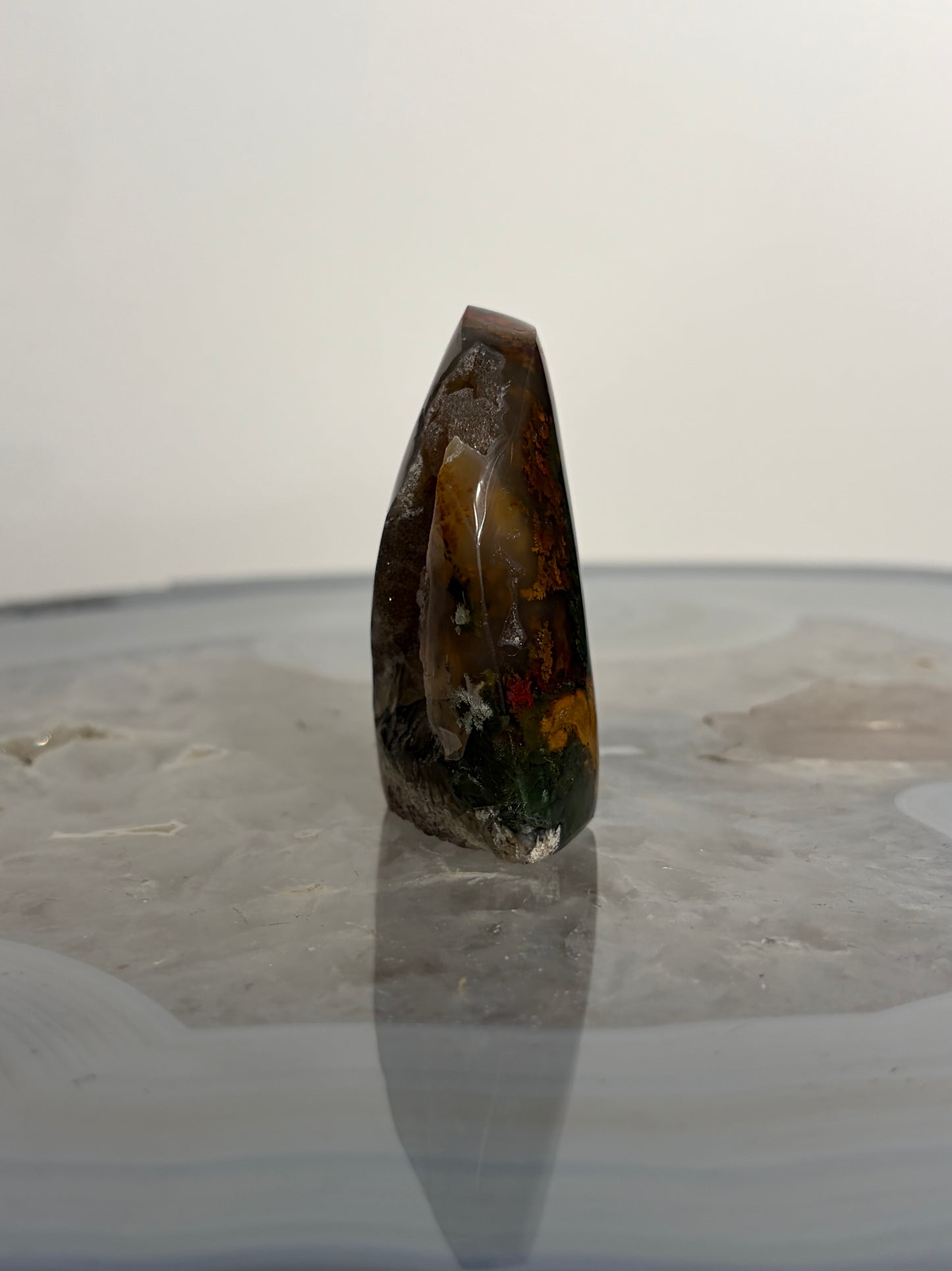 Druzy Nebula Agate with Multicoloured Moss Freeform H