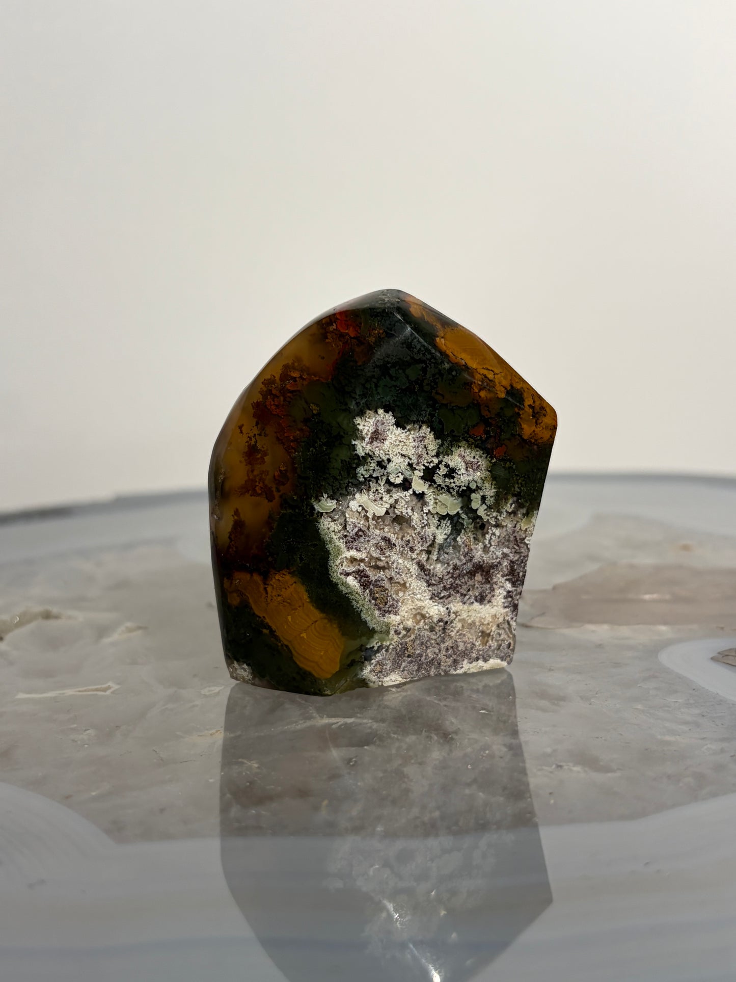 Druzy Nebula Agate with Multicoloured Moss Freeform H