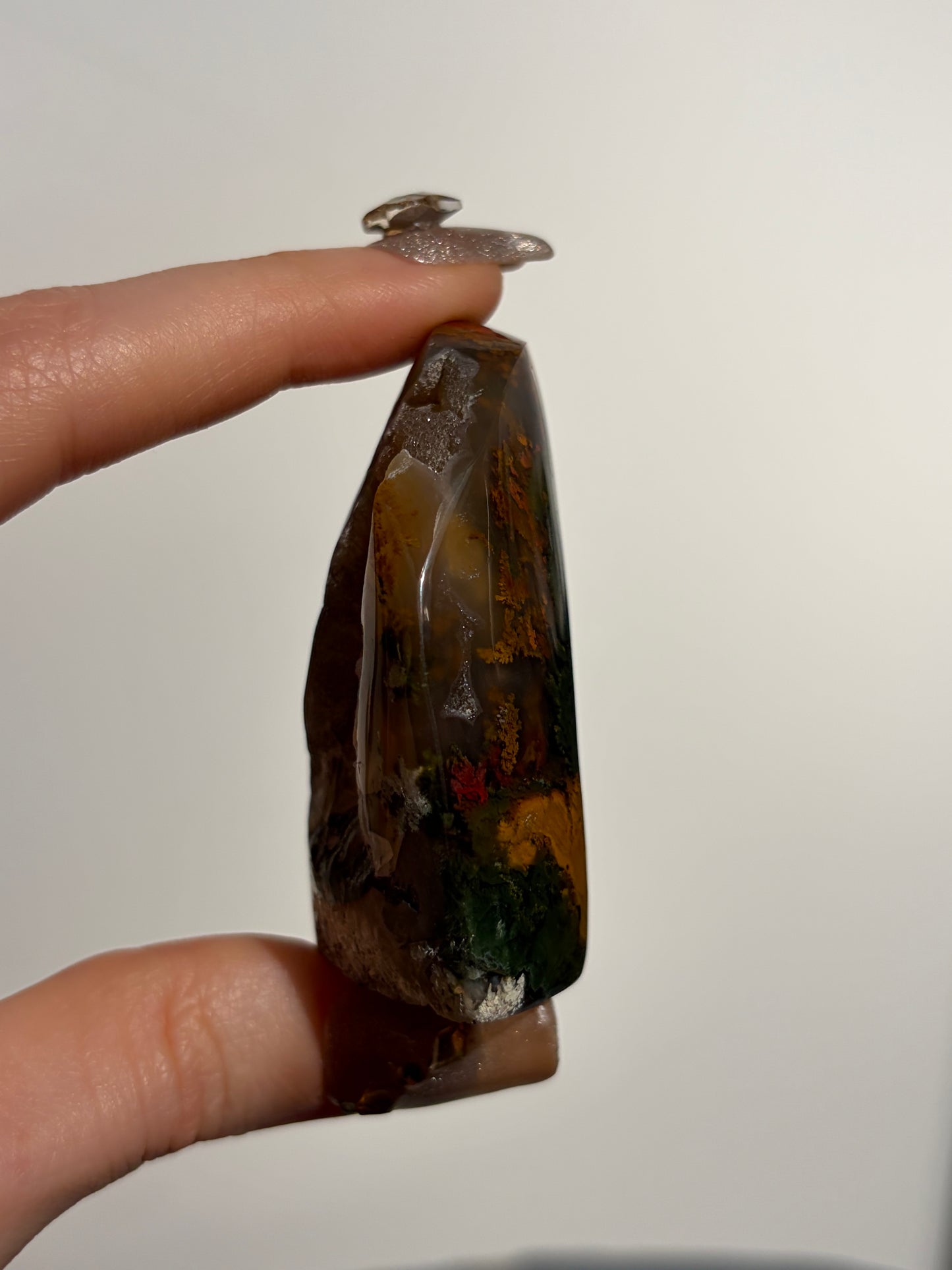 Druzy Nebula Agate with Multicoloured Moss Freeform H