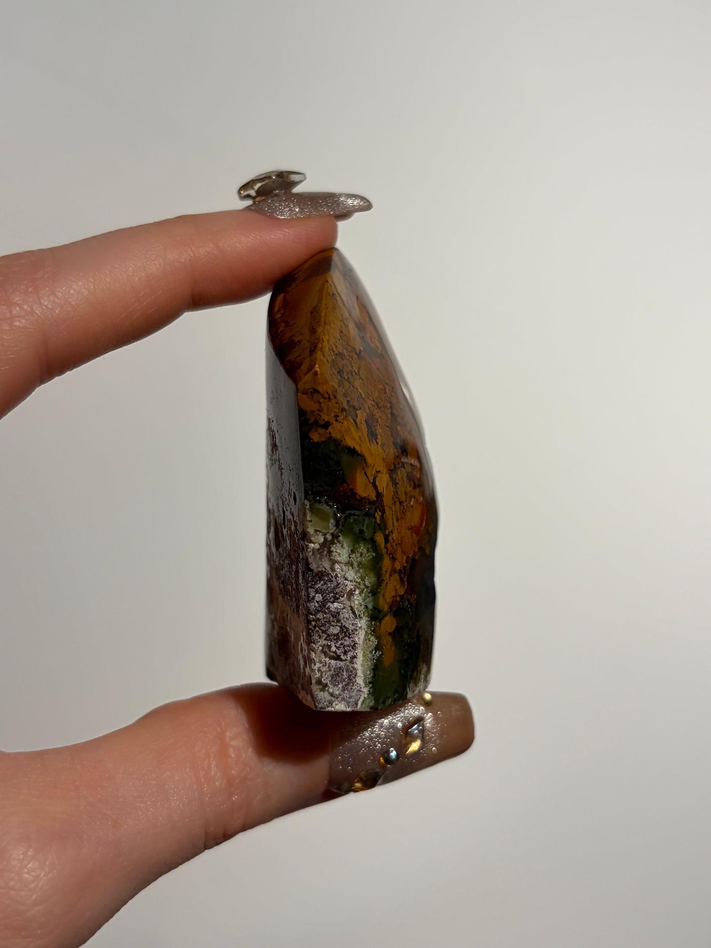 Druzy Nebula Agate with Multicoloured Moss Freeform H