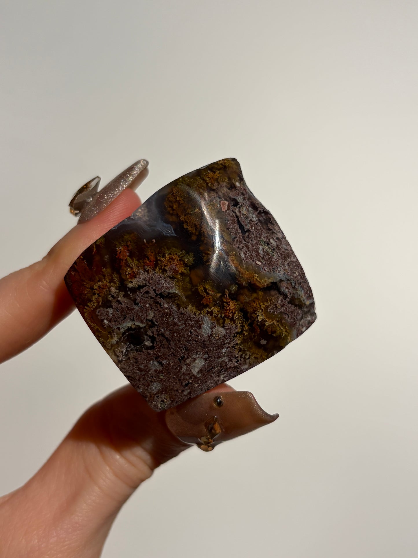 Druzy Nebula Agate with Multicoloured Moss Freeform J