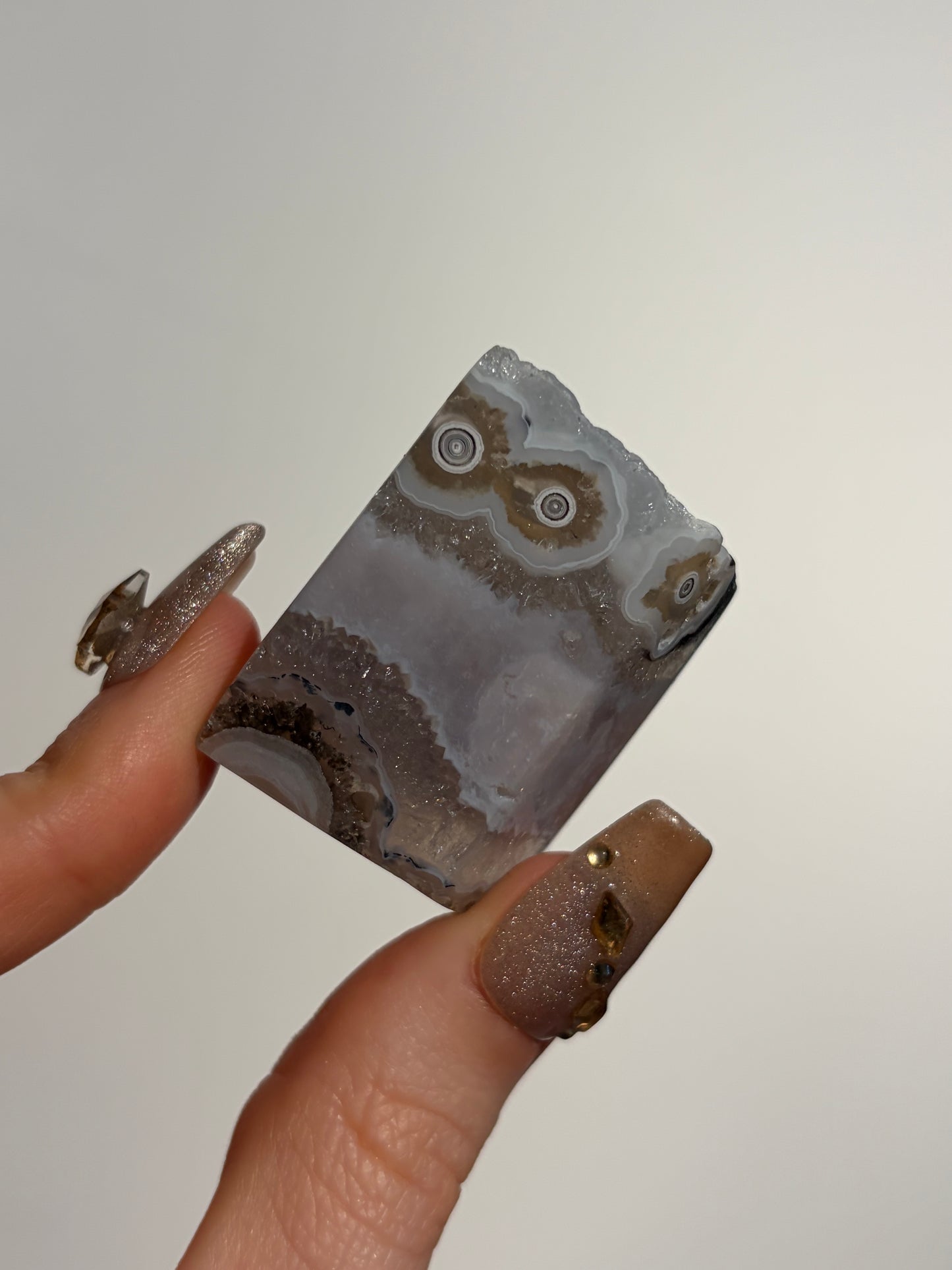 Orbicular Nebula Agate Freeform with Dendritic Inclusions & Mauve Chalcedony R