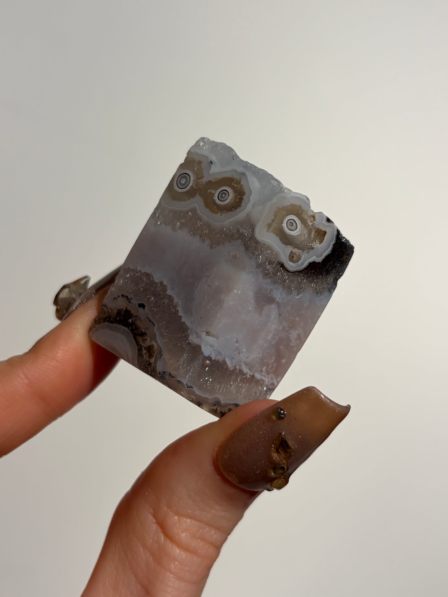 Orbicular Nebula Agate Freeform with Dendritic Inclusions & Mauve Chalcedony R