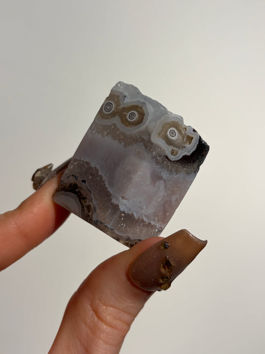 Orbicular Nebula Agate Freeform with Dendritic Inclusions & Mauve Chalcedony R