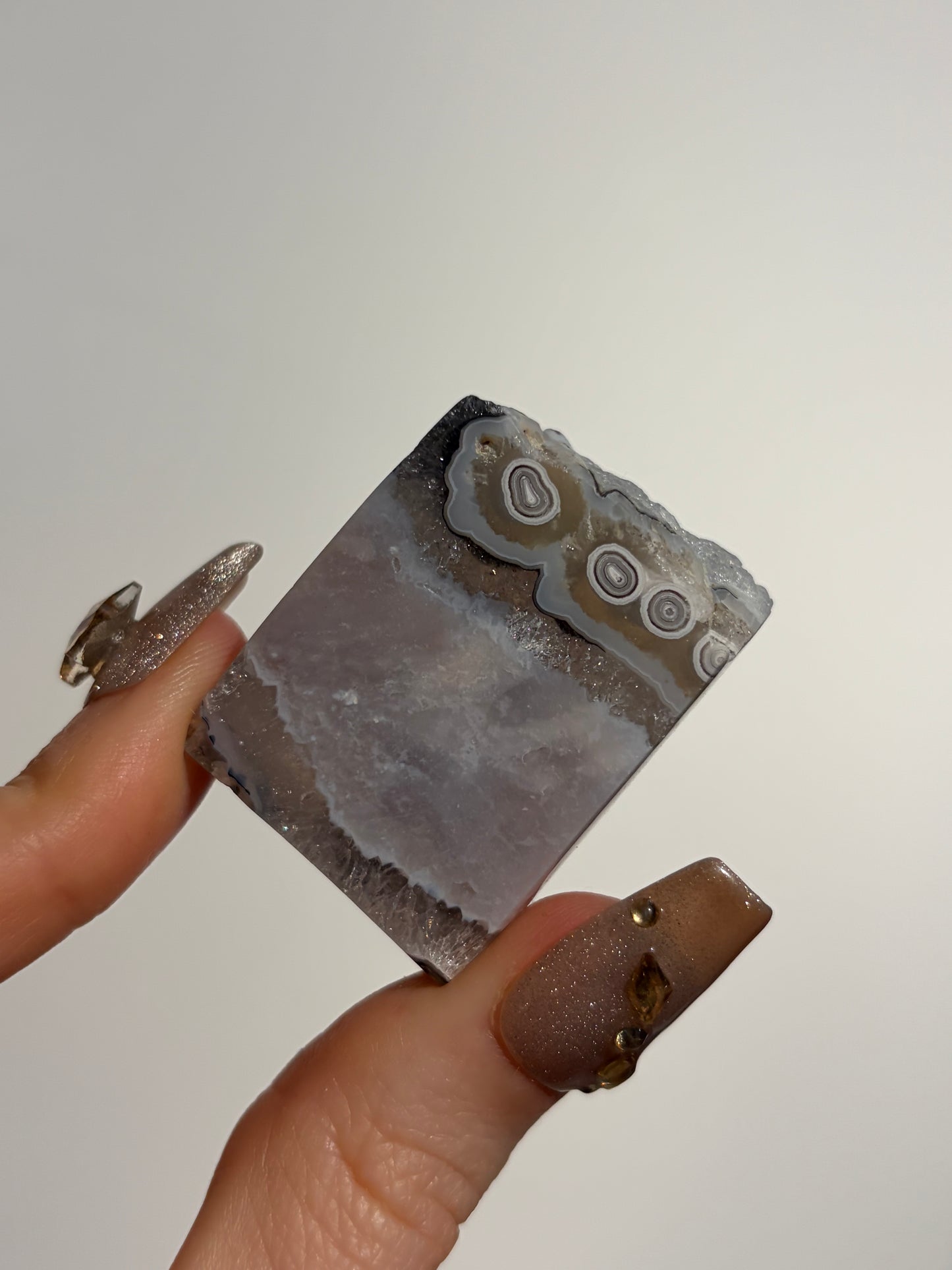 Orbicular Nebula Agate Freeform with Dendritic Inclusions & Mauve Chalcedony R