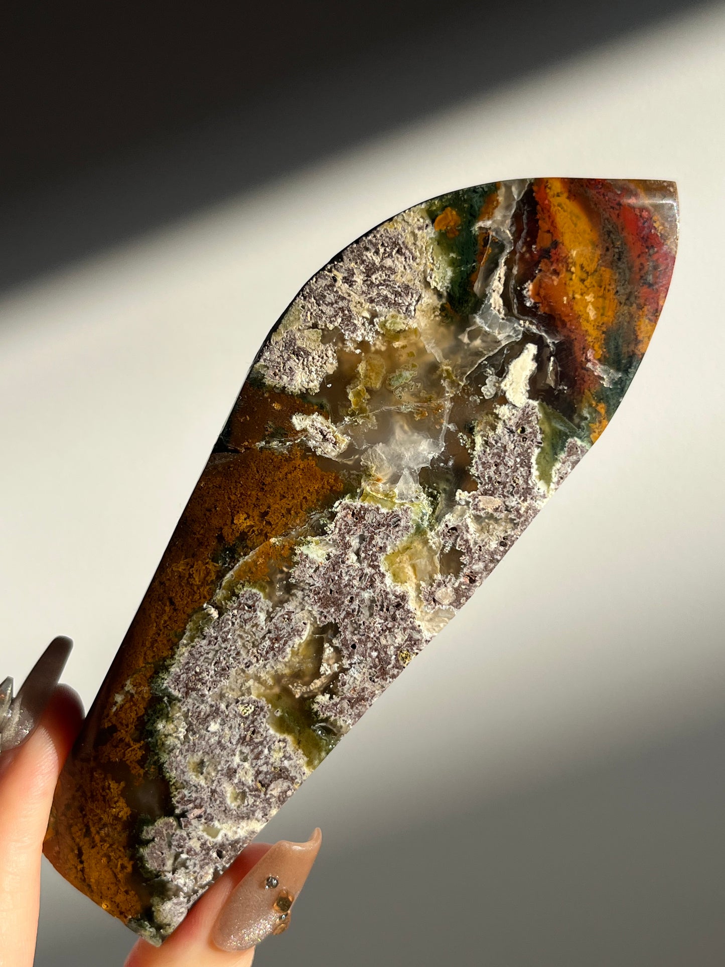 “Earthen Garden” Nebula Agate Freeform with Multicoloured Moss Inclusions D